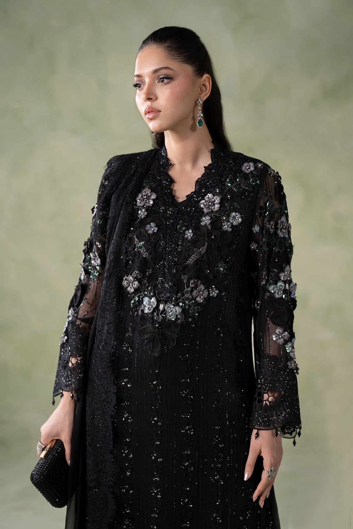 3 Piece Embroidered Chiffon Suit
