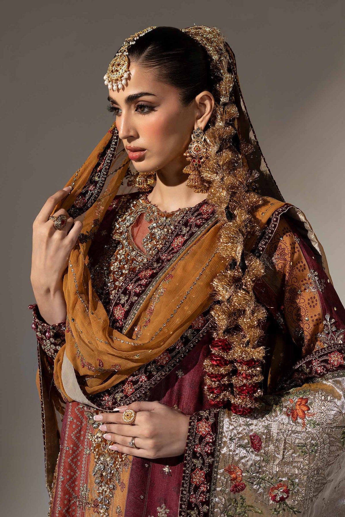3 Piece Embroidered Raw Silk Suit