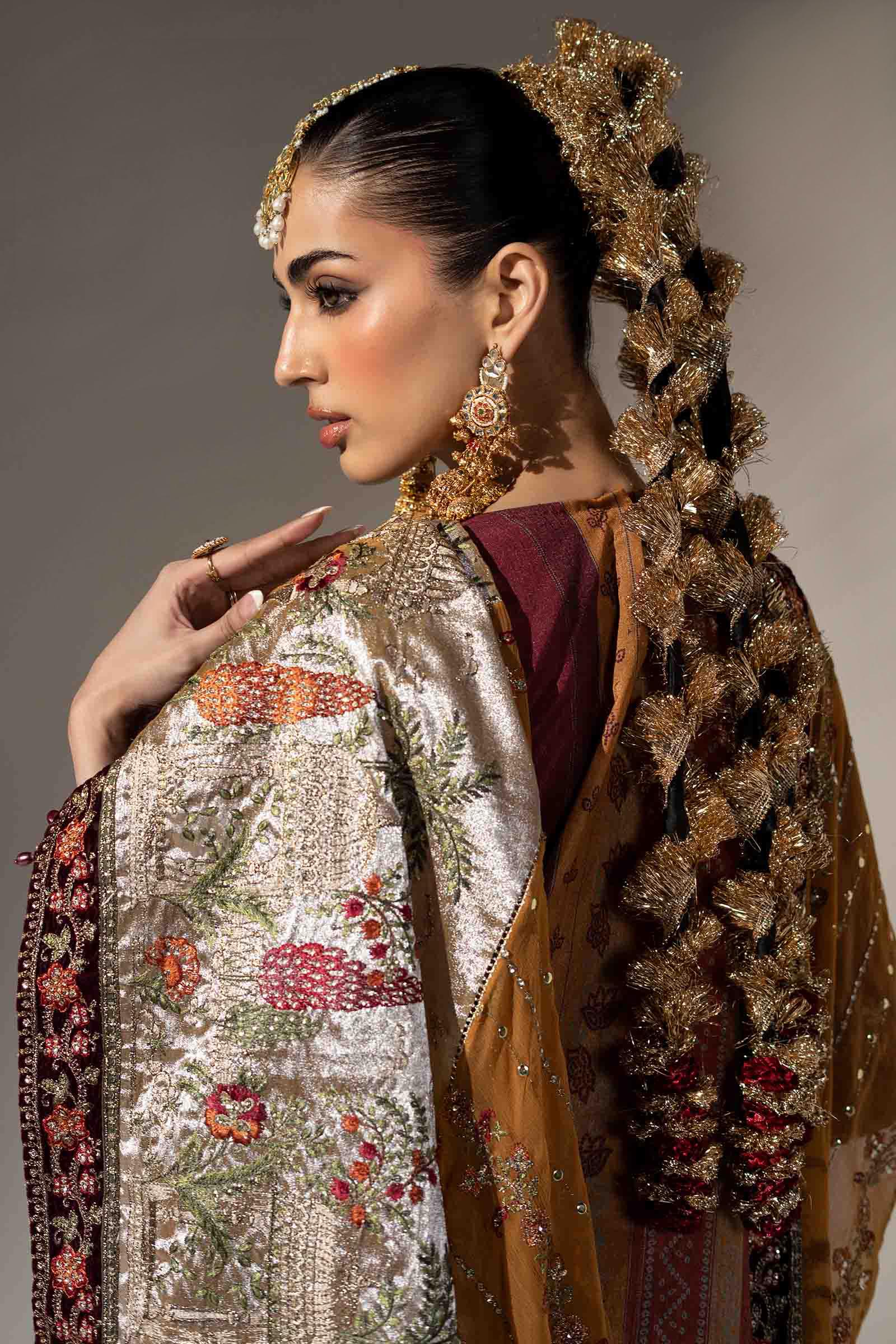 3 Piece Embroidered Raw Silk Suit