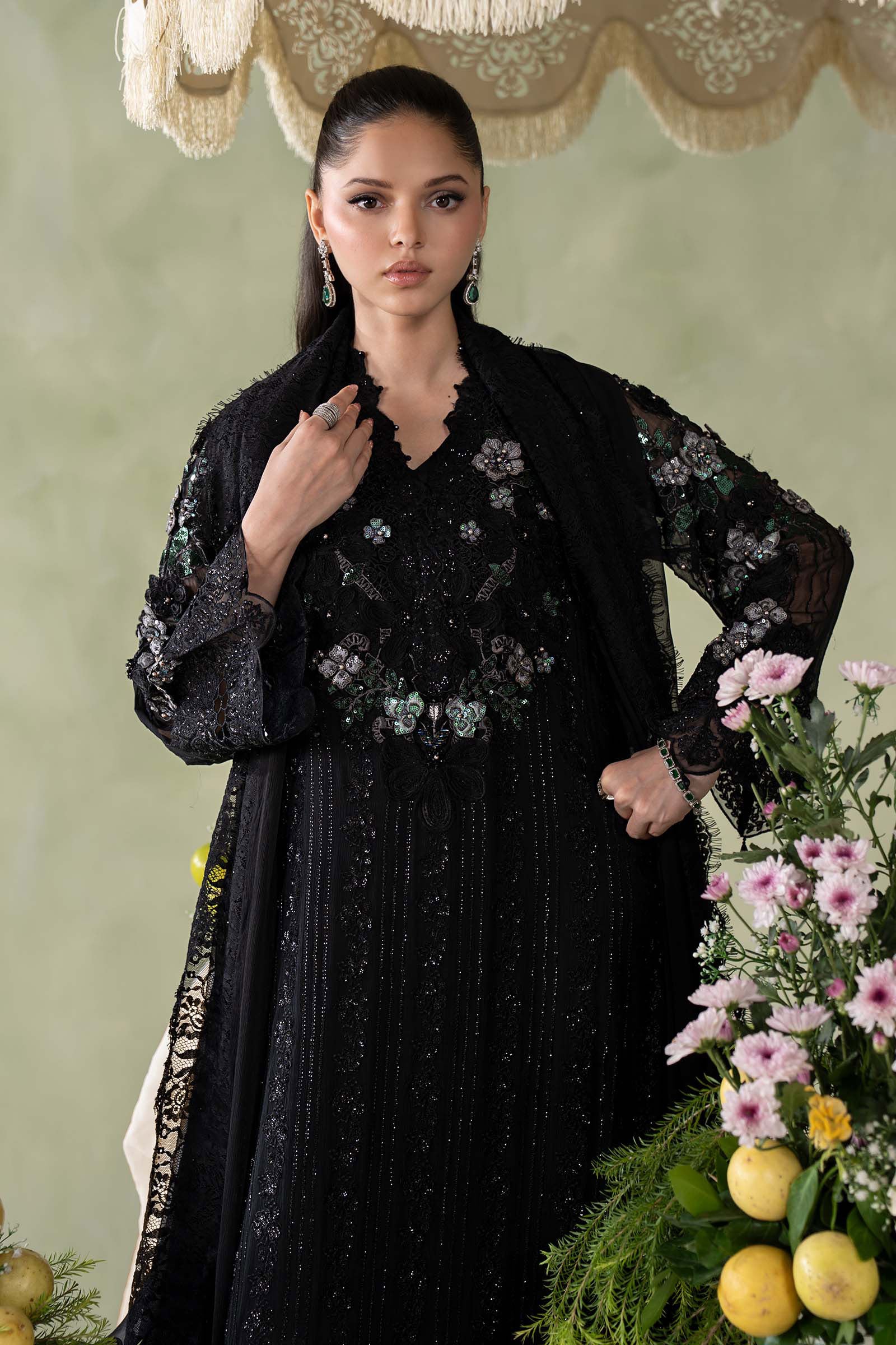 3 Piece Embroidered Chiffon Suit
