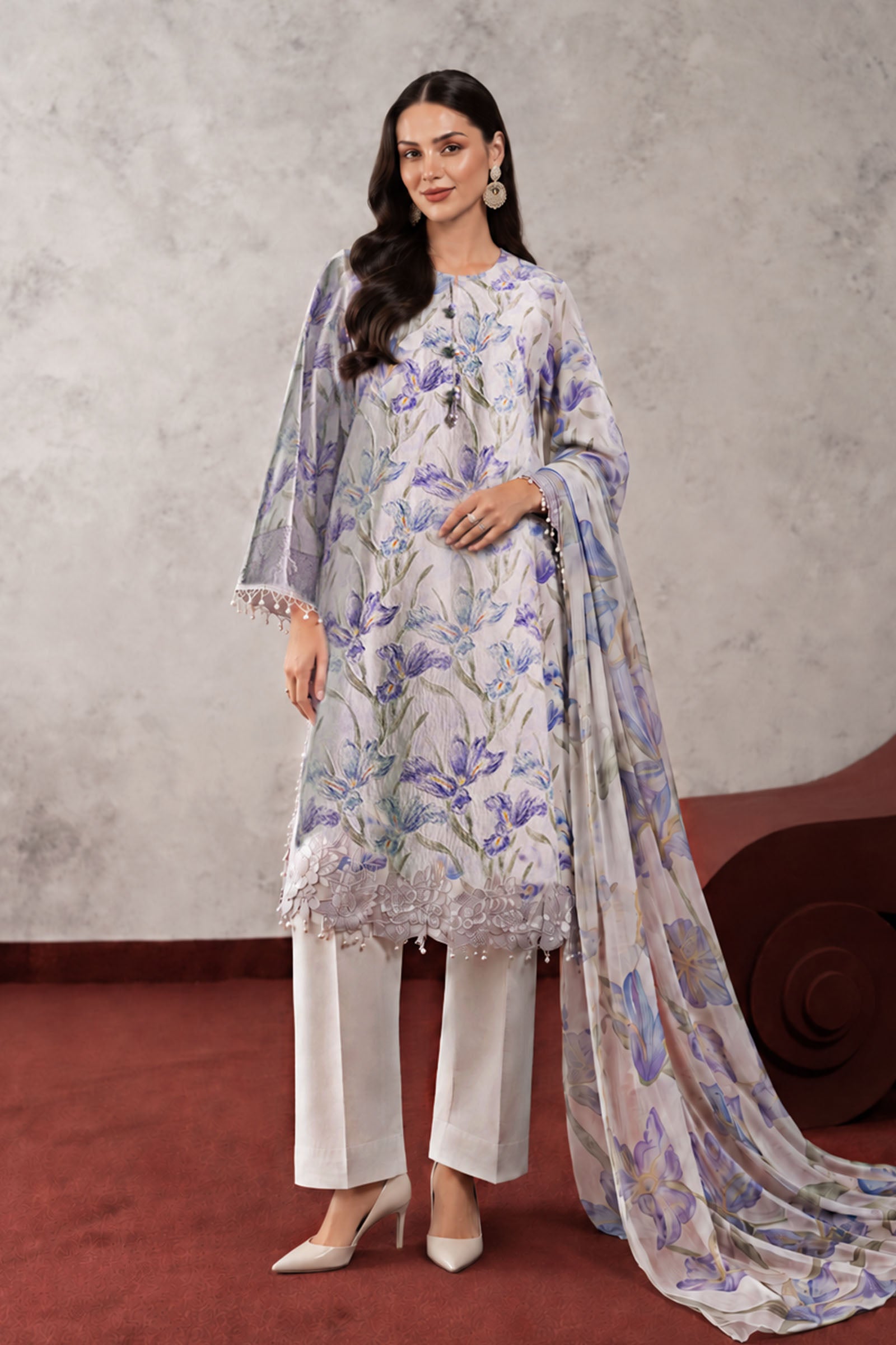 3 Piece Embroidered Cambric Suit