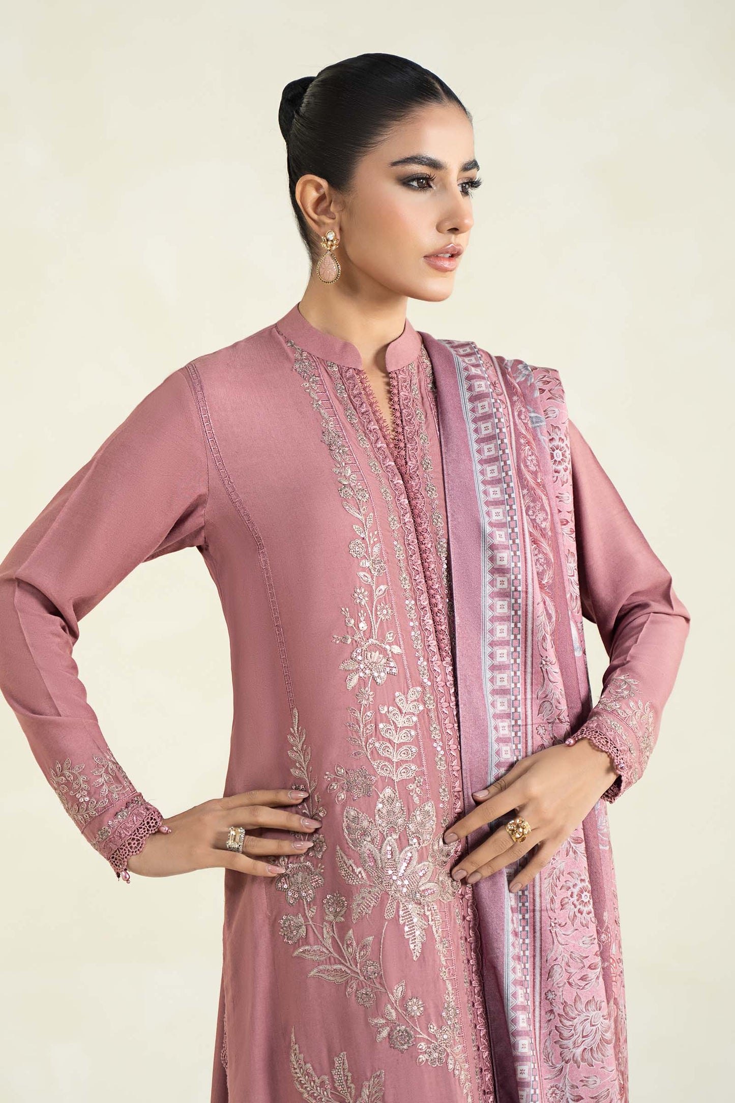 3 Piece Printed Linen Suit | MPS-2404-A