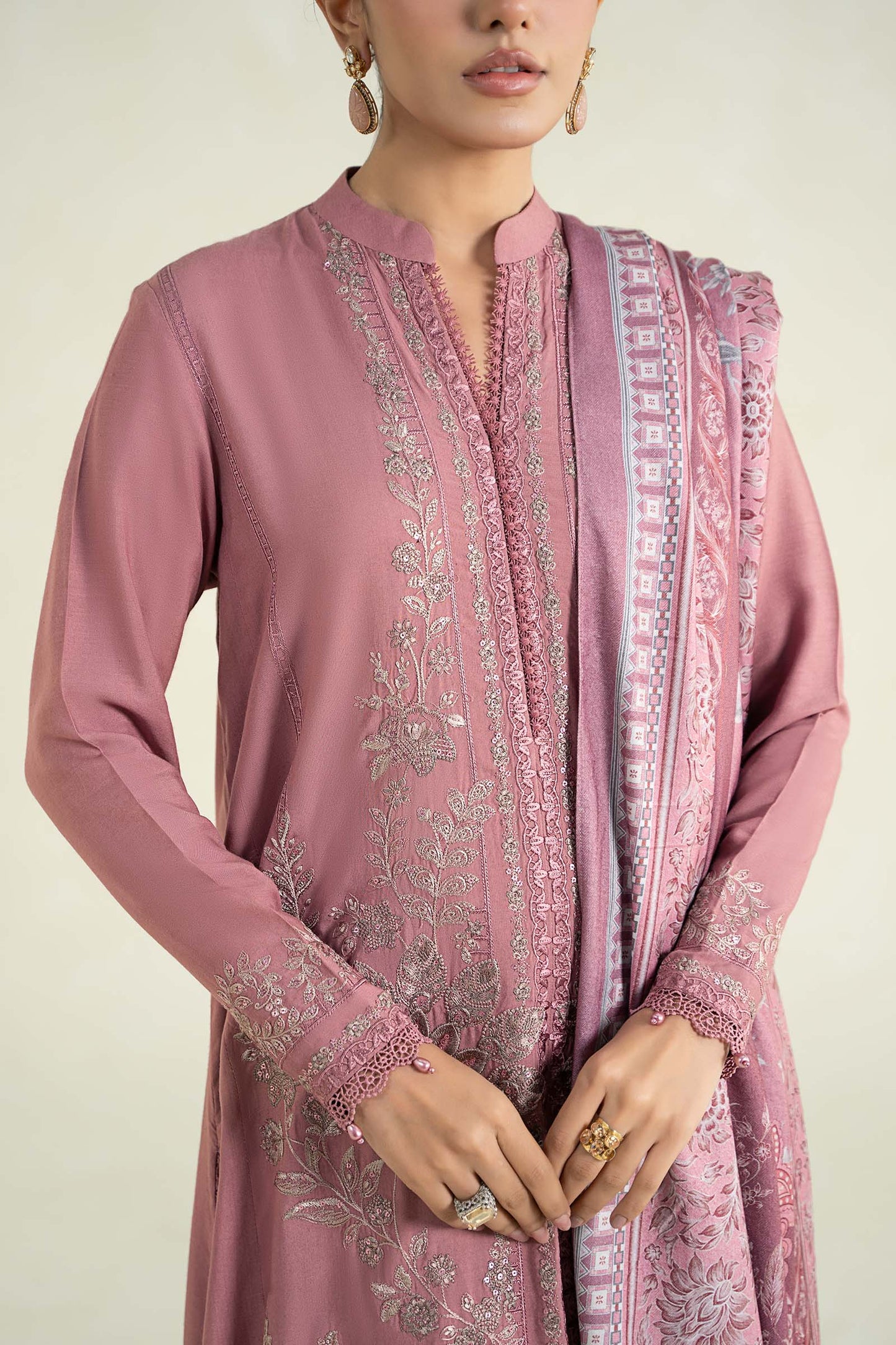 3 Piece Printed Linen Suit | MPS-2404-A
