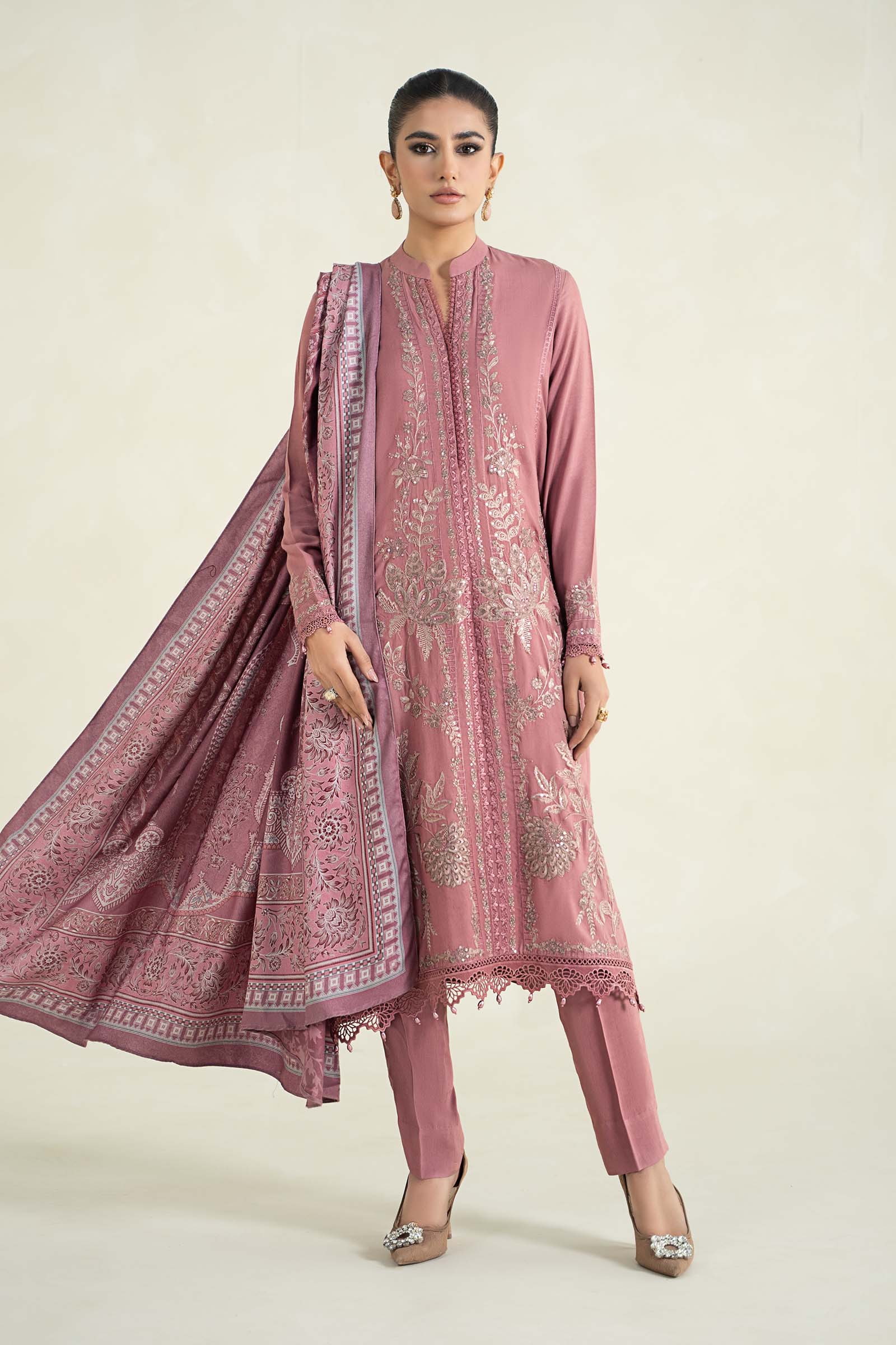 3 Piece Printed Linen Suit | MPS-2404-A
