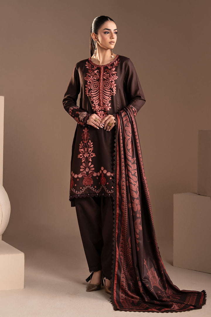 3 Piece Embroidered Twill Linen Suit All Products MS2804A-SML-00A