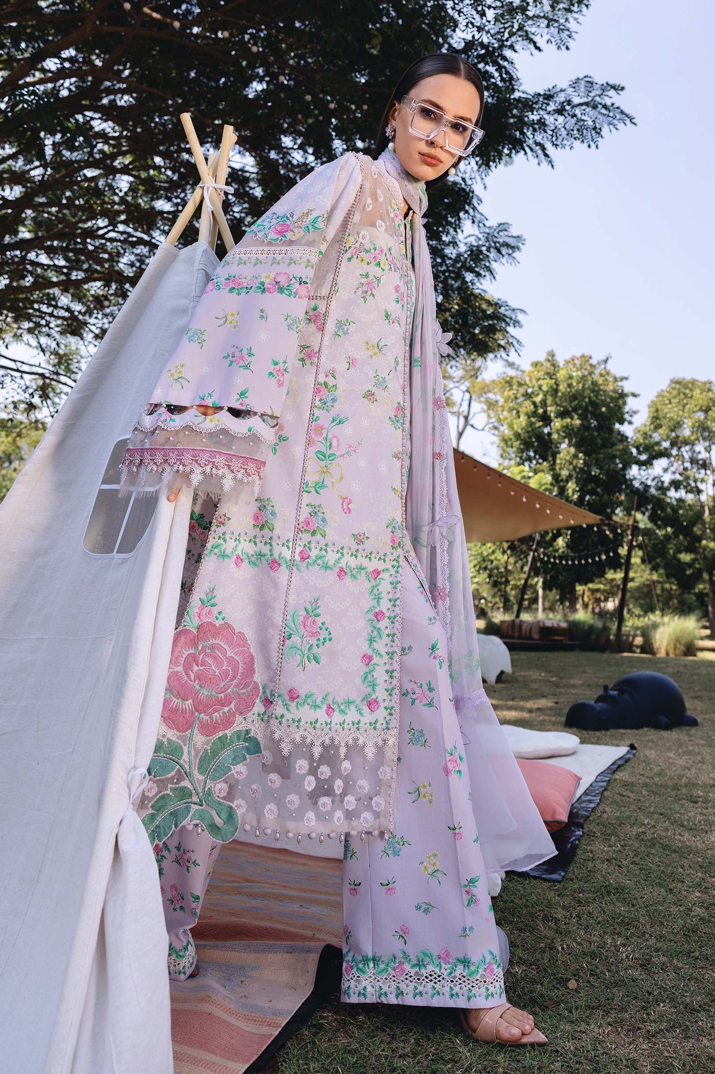 3 Piece Unstitched Embroidered Lawn Suit