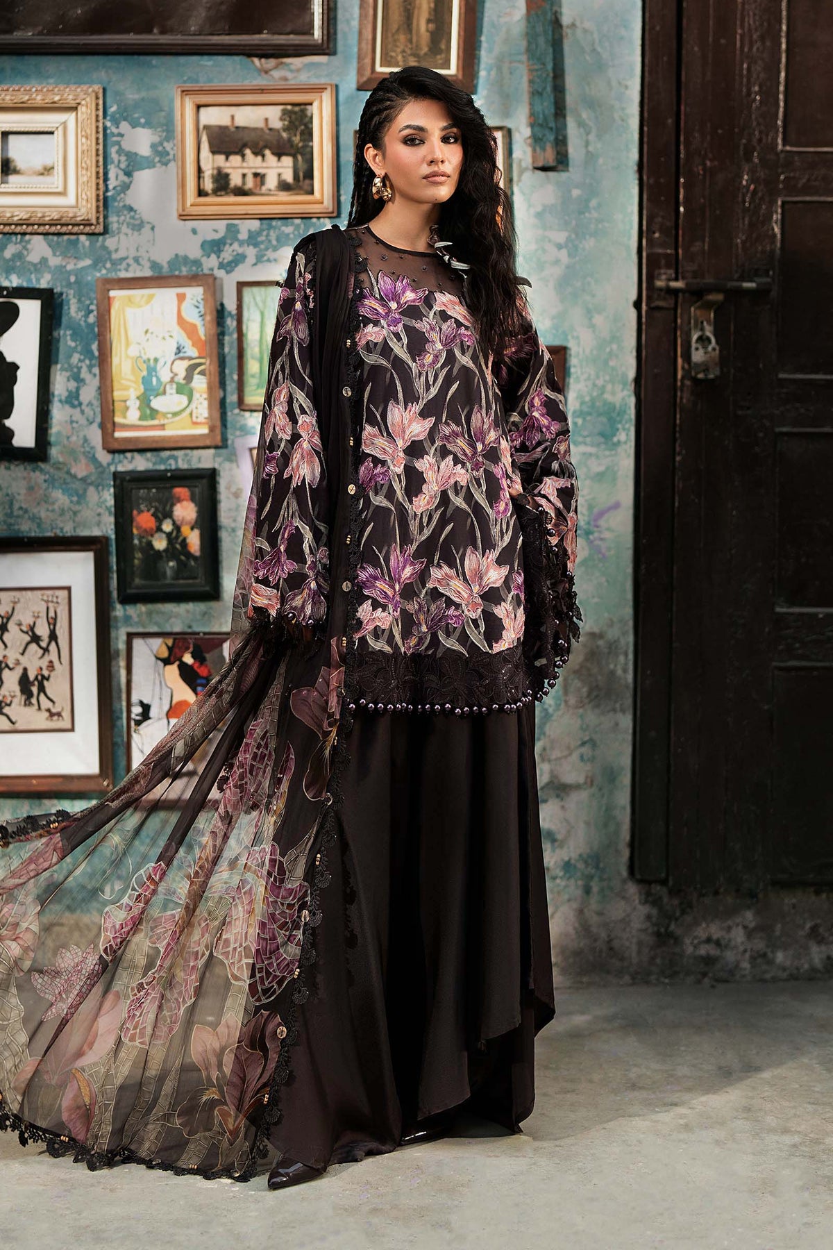 3 Piece Unstitched Embroidered Cambric Suit