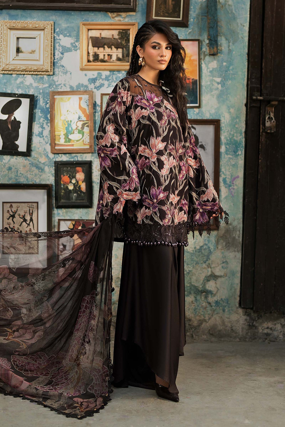 3 Piece Unstitched Embroidered Cambric Suit