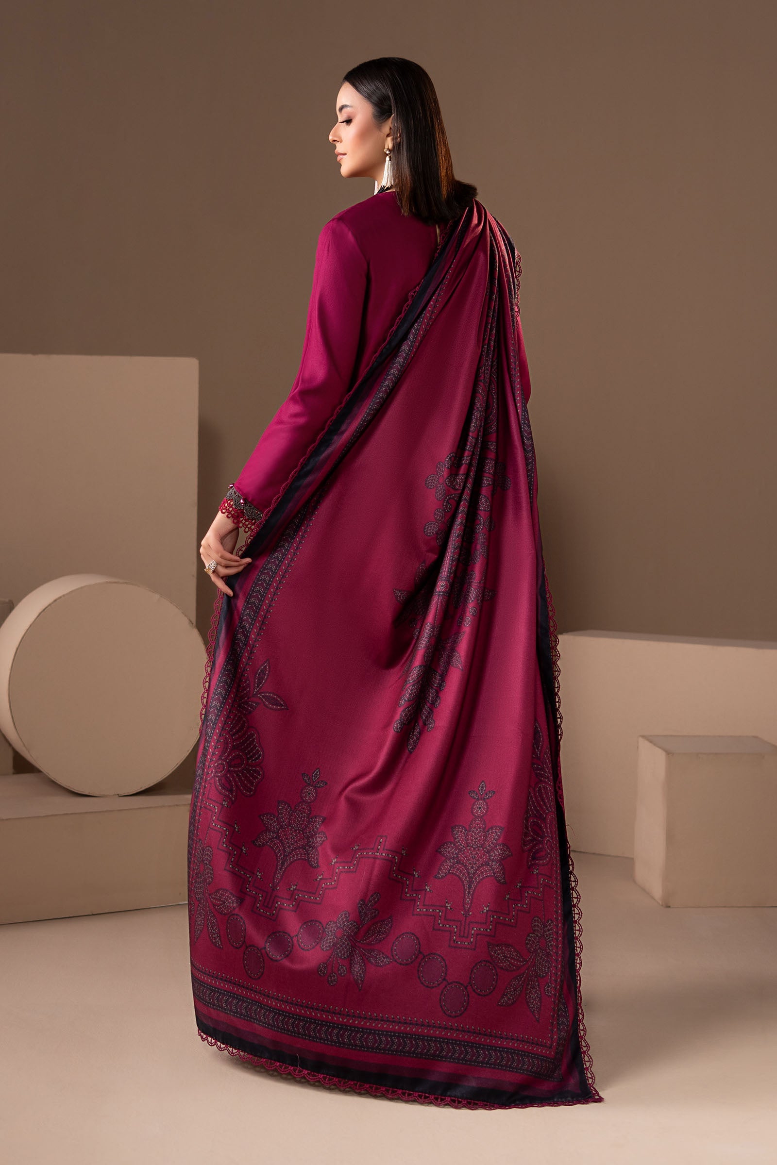 3 Piece Embroidered Twill Linen Suit