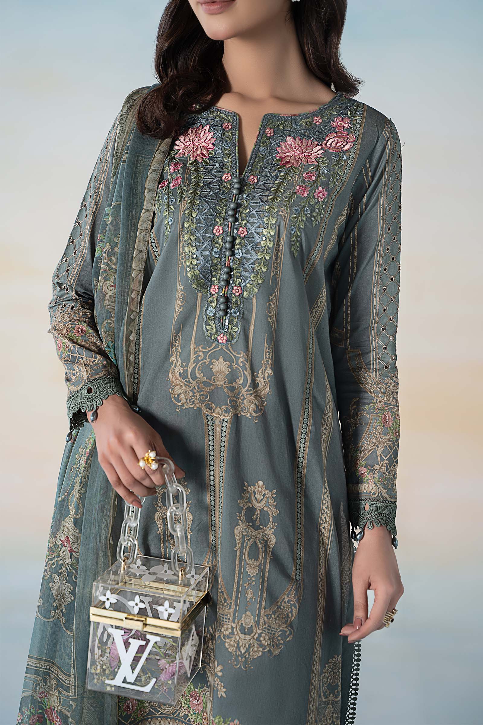 3 PIECE PRINTED LAWN SUIT | MPS-2104-B