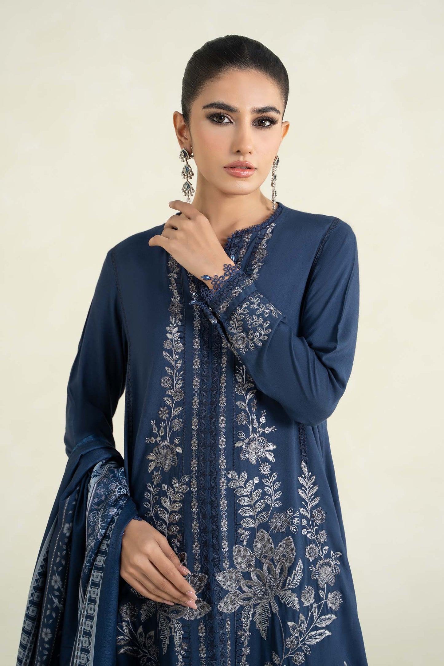 3 Piece Printed Linen Suit | MPS-2404-B