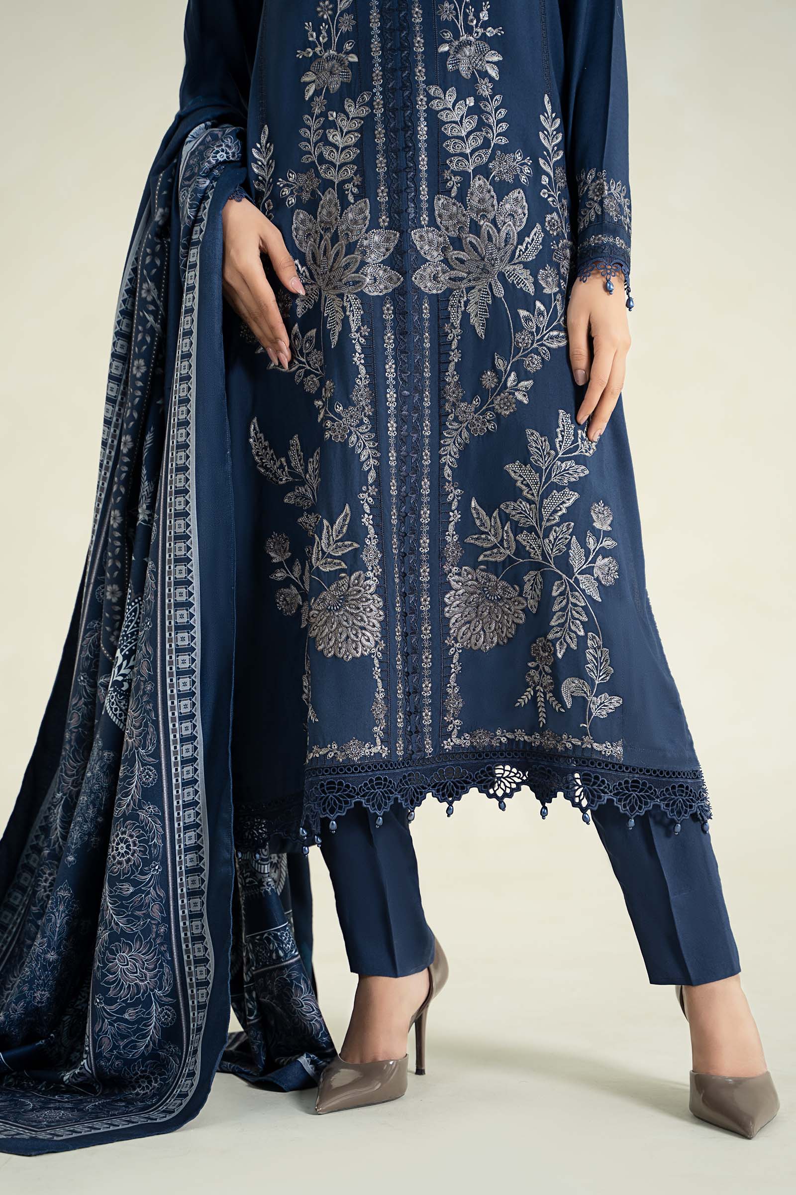 3 Piece Printed Linen Suit | MPS-2404-B