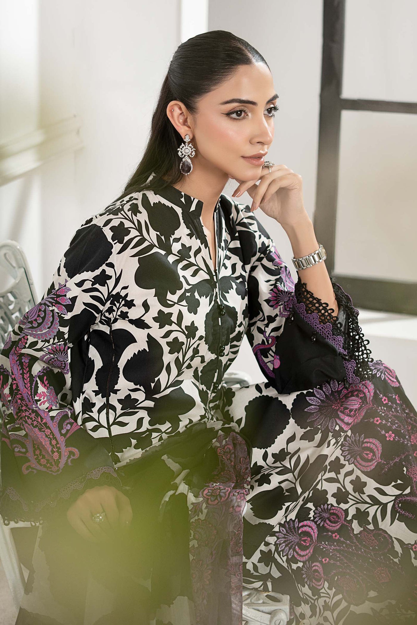 3 Piece Embroidered Cambric Suit