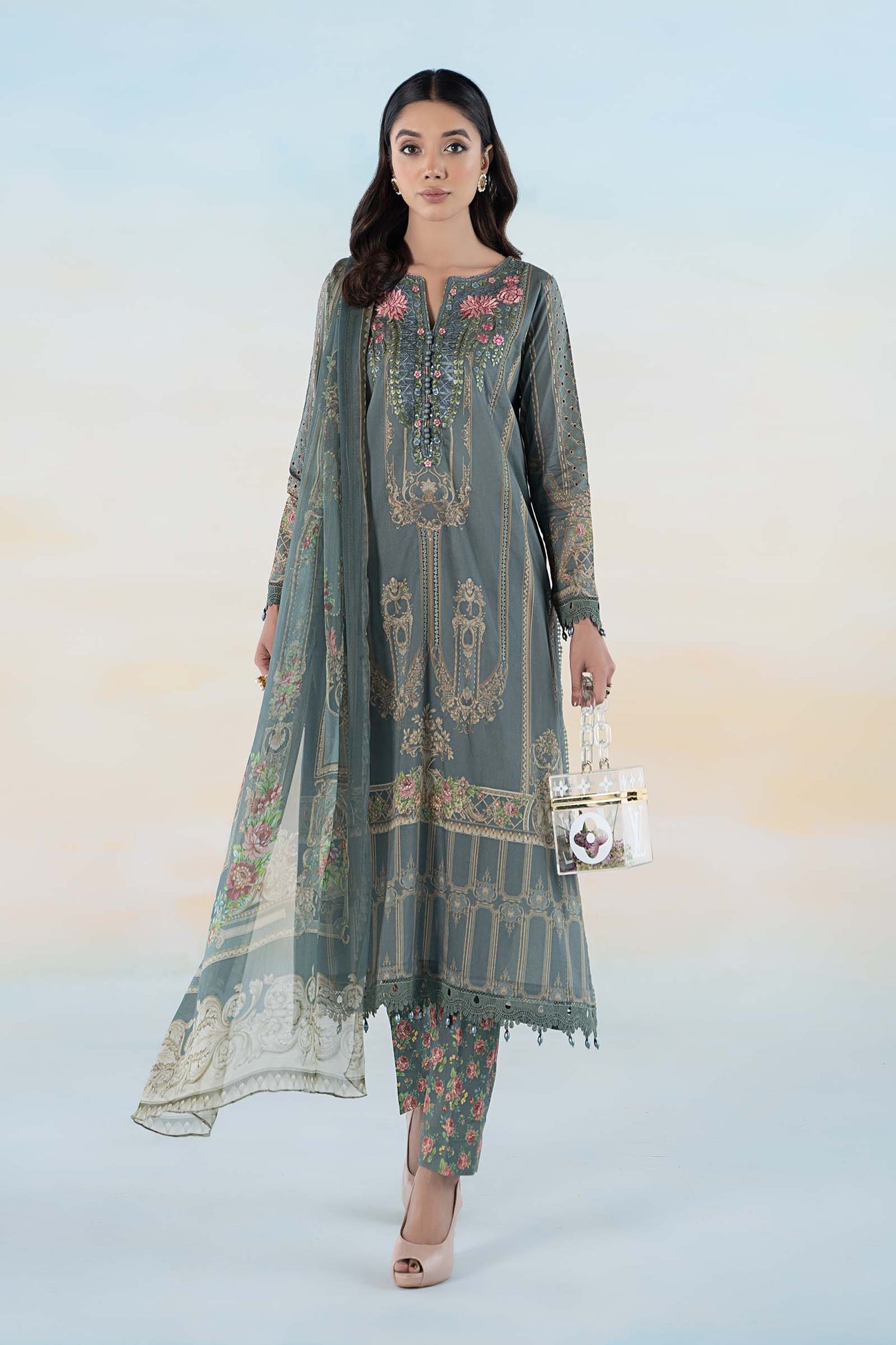 3 PIECE PRINTED LAWN SUIT | MPS-2104-B