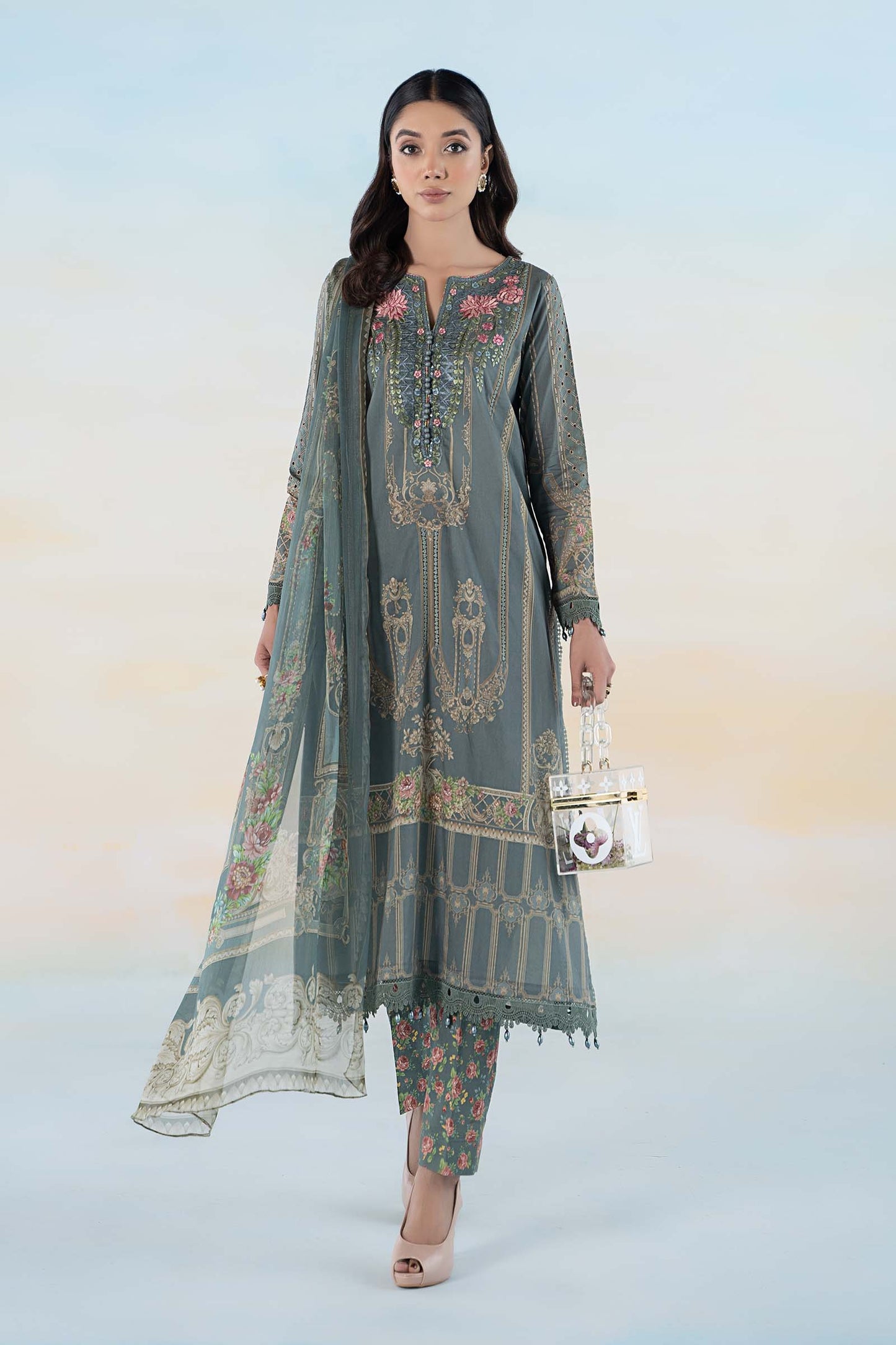 3 PIECE PRINTED LAWN SUIT | MPS-2104-B
