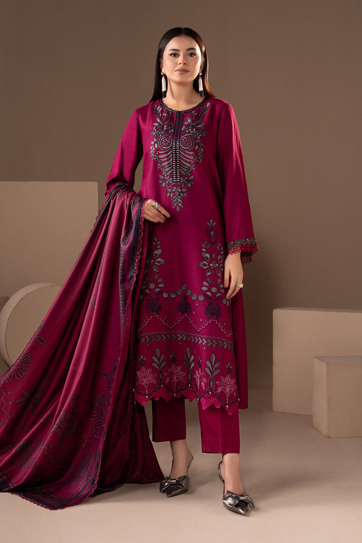 3 Piece Embroidered Twill Linen Suit All Products MS2804B-SML-00B