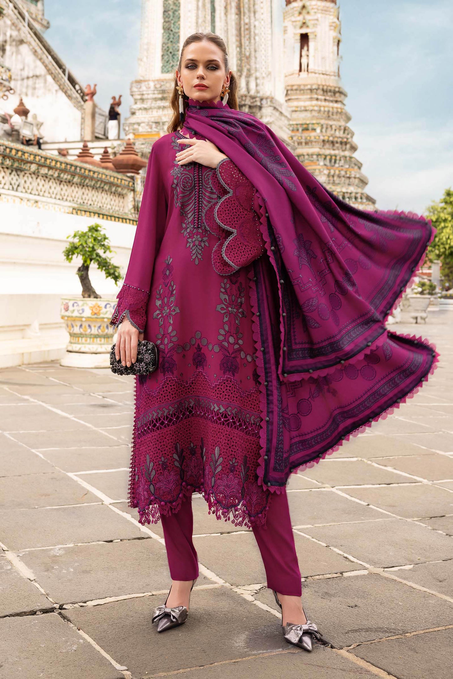 3 Piece Unstitched Embroidered Twill Linen Suit