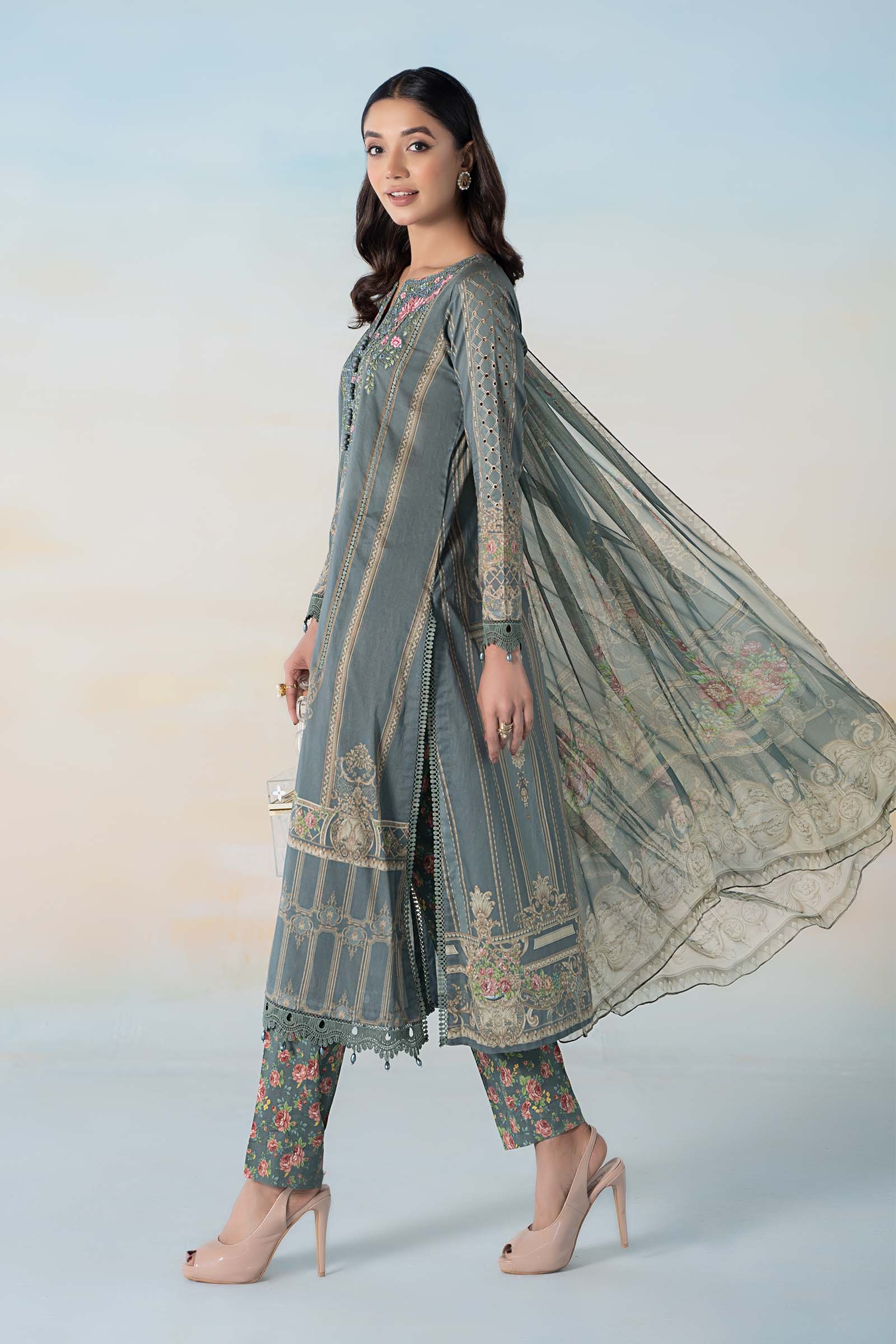 3 PIECE PRINTED LAWN SUIT | MPS-2104-B