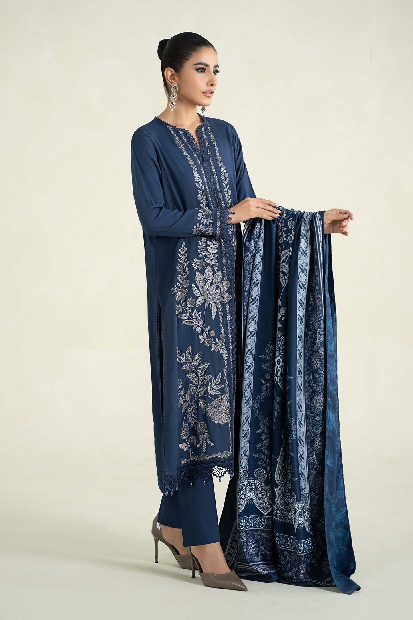 3 Piece Printed Linen Suit | MPS-2404-B