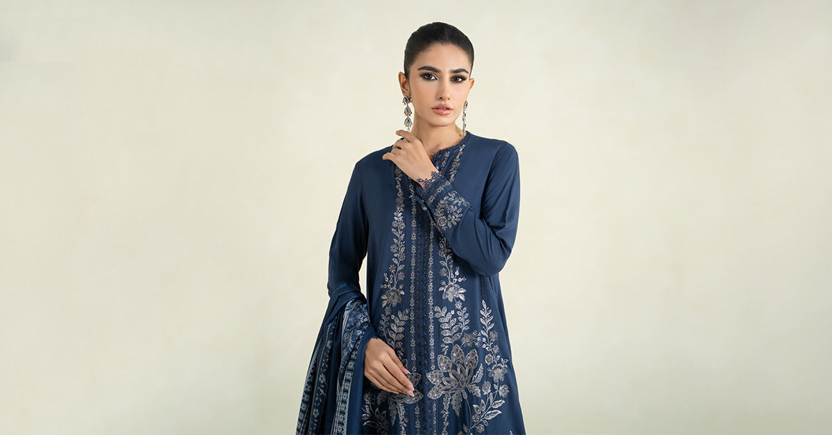 3 Piece Printed Linen Suit | MPS-2404-B