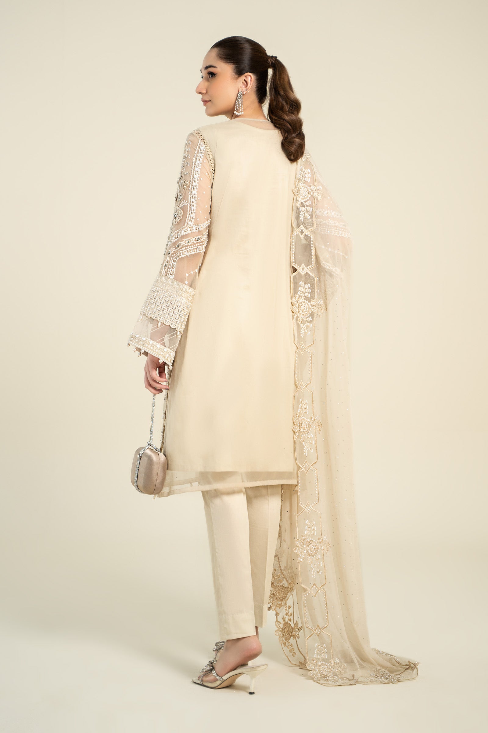 3 Piece Embroidered Chiffon Suit | MCS-24-104