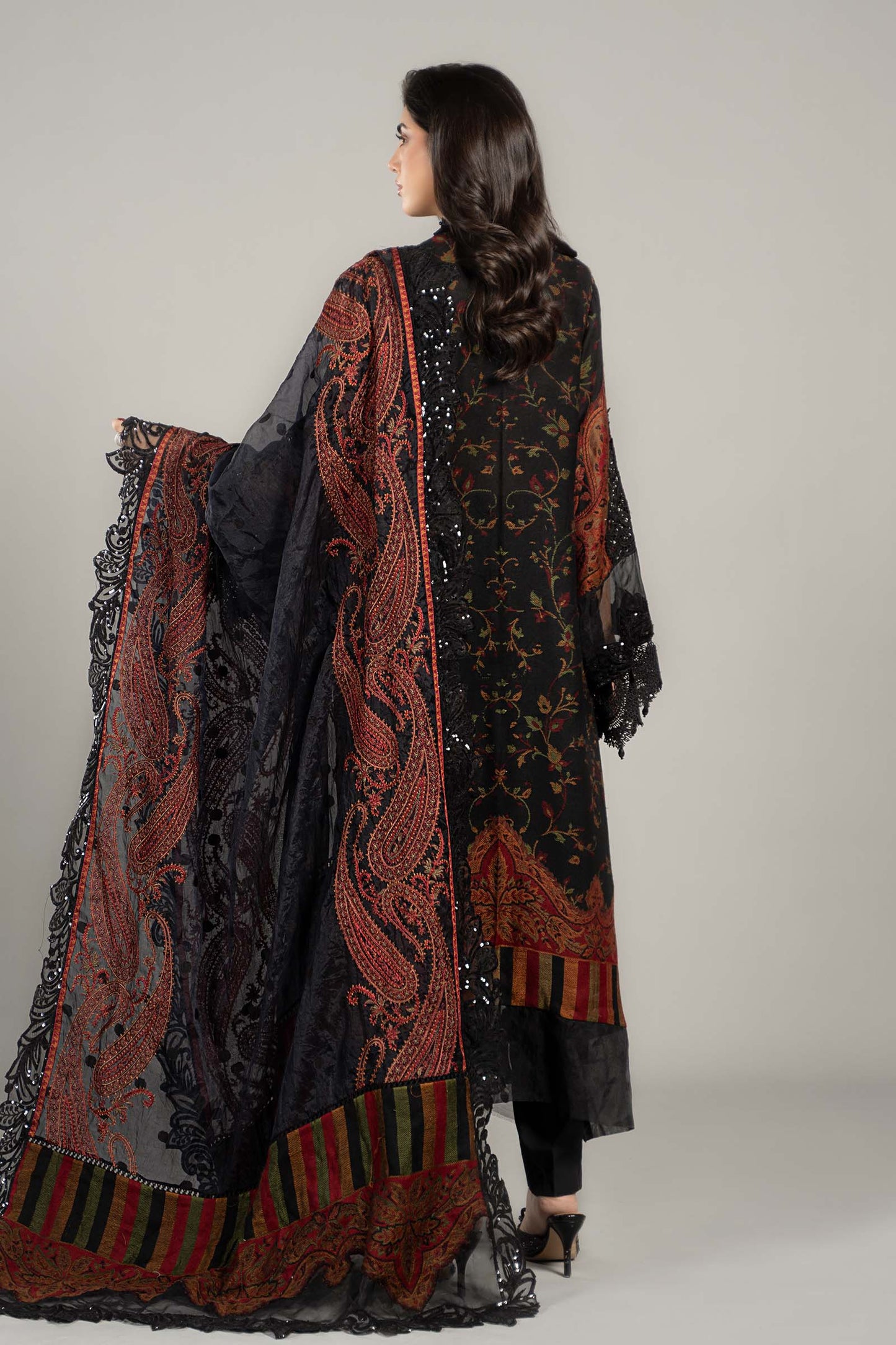 3 Piece Embroidered Woven Suit | DLS-1204