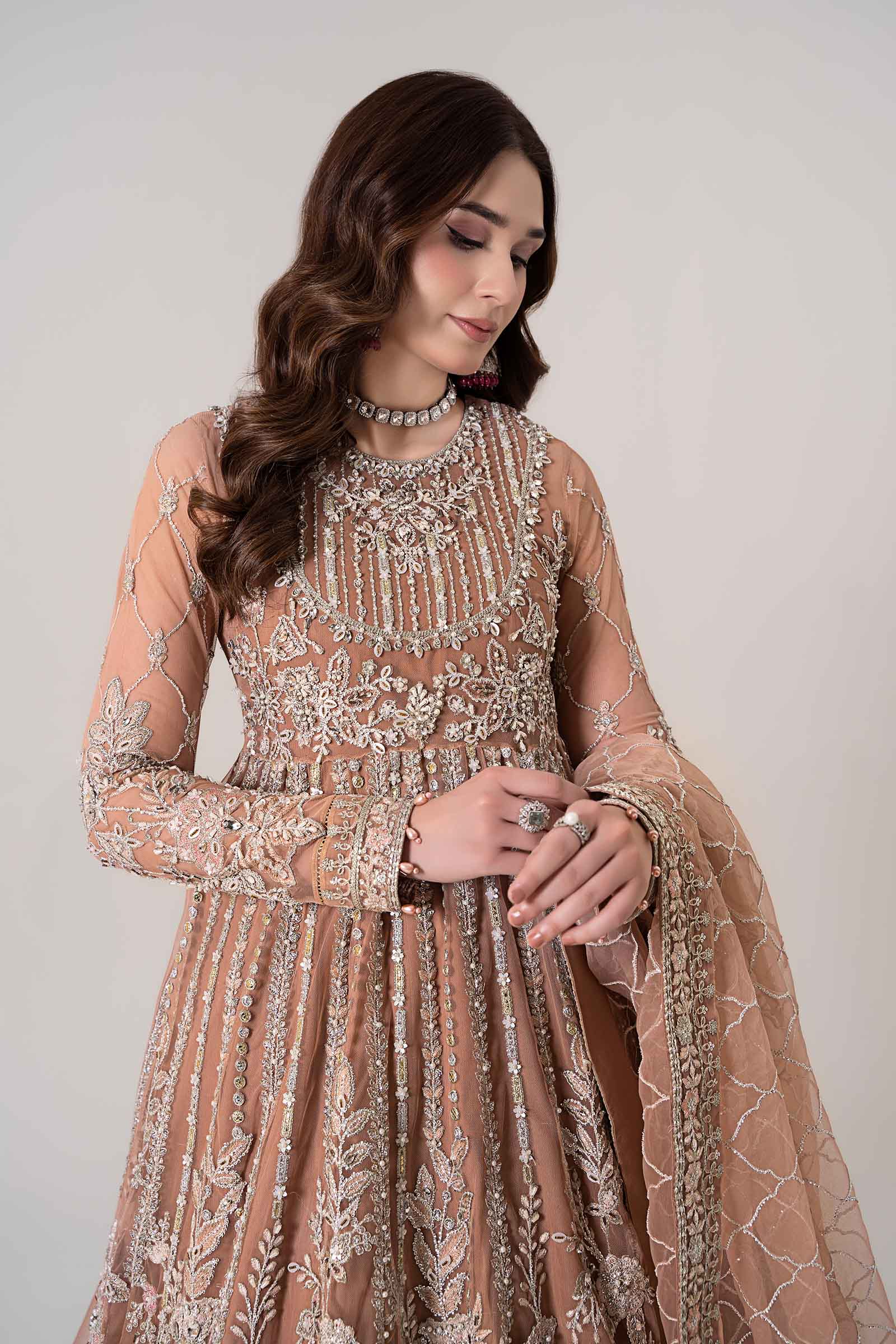 3 Piece Embroidered Net Suit | BDS-2804