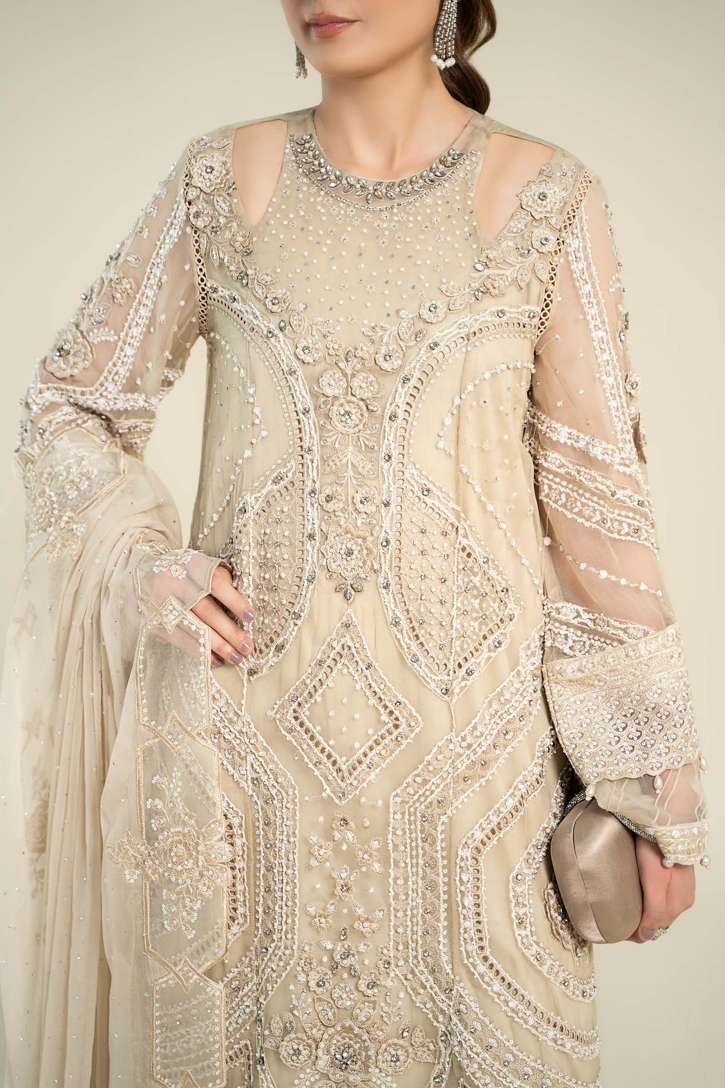 3 Piece Embroidered Chiffon Suit | MCS-24-104