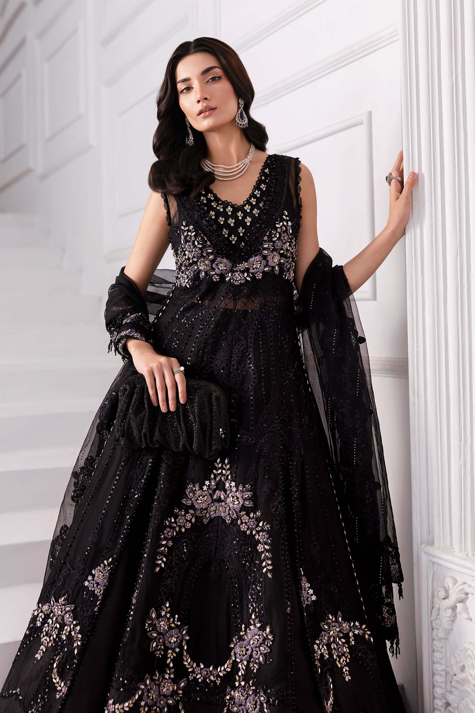 3 Piece Unstitched Embroidered Organza Suit | BD-3004