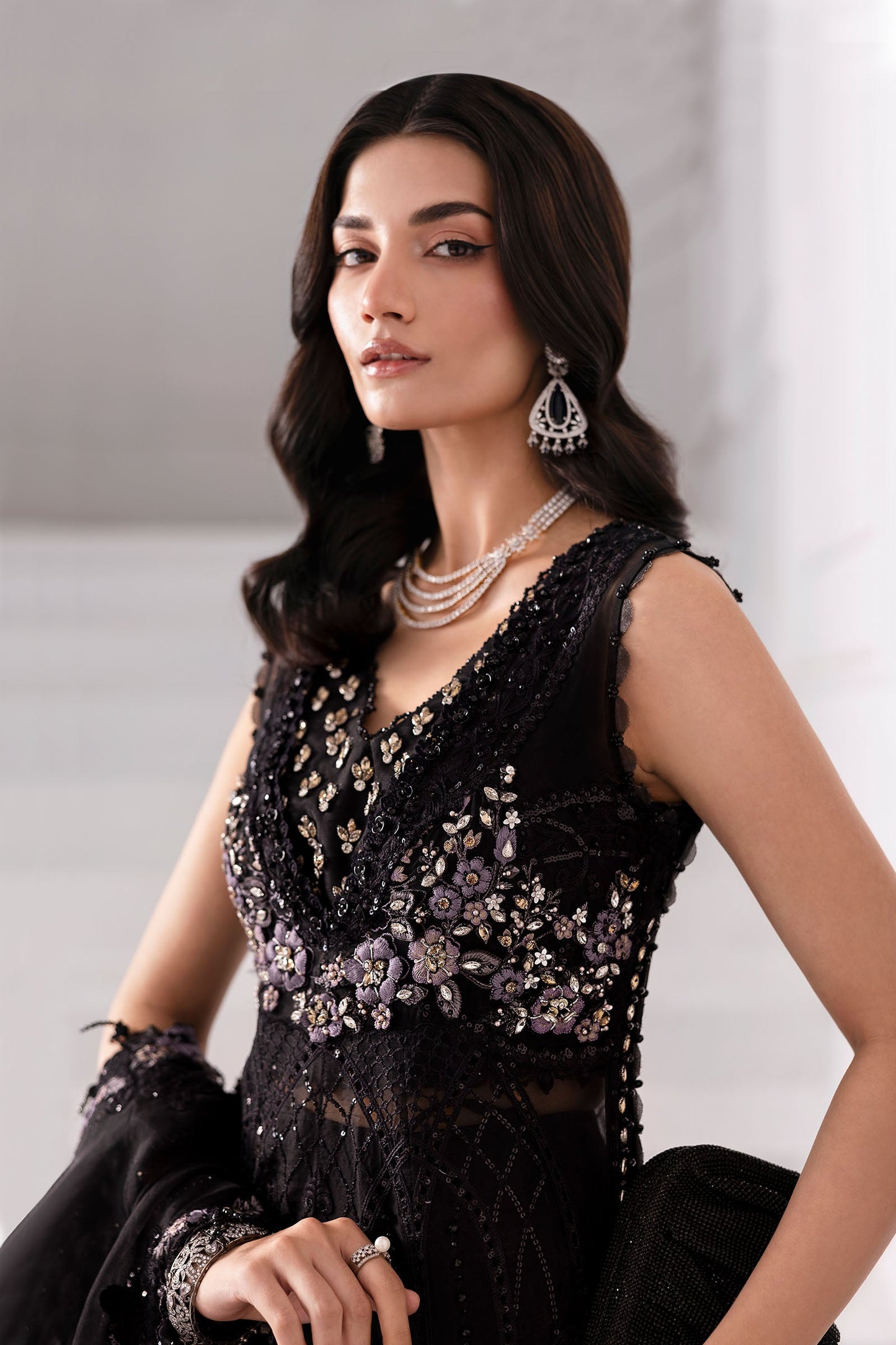 3 Piece Unstitched Embroidered Organza Suit | BD-3004