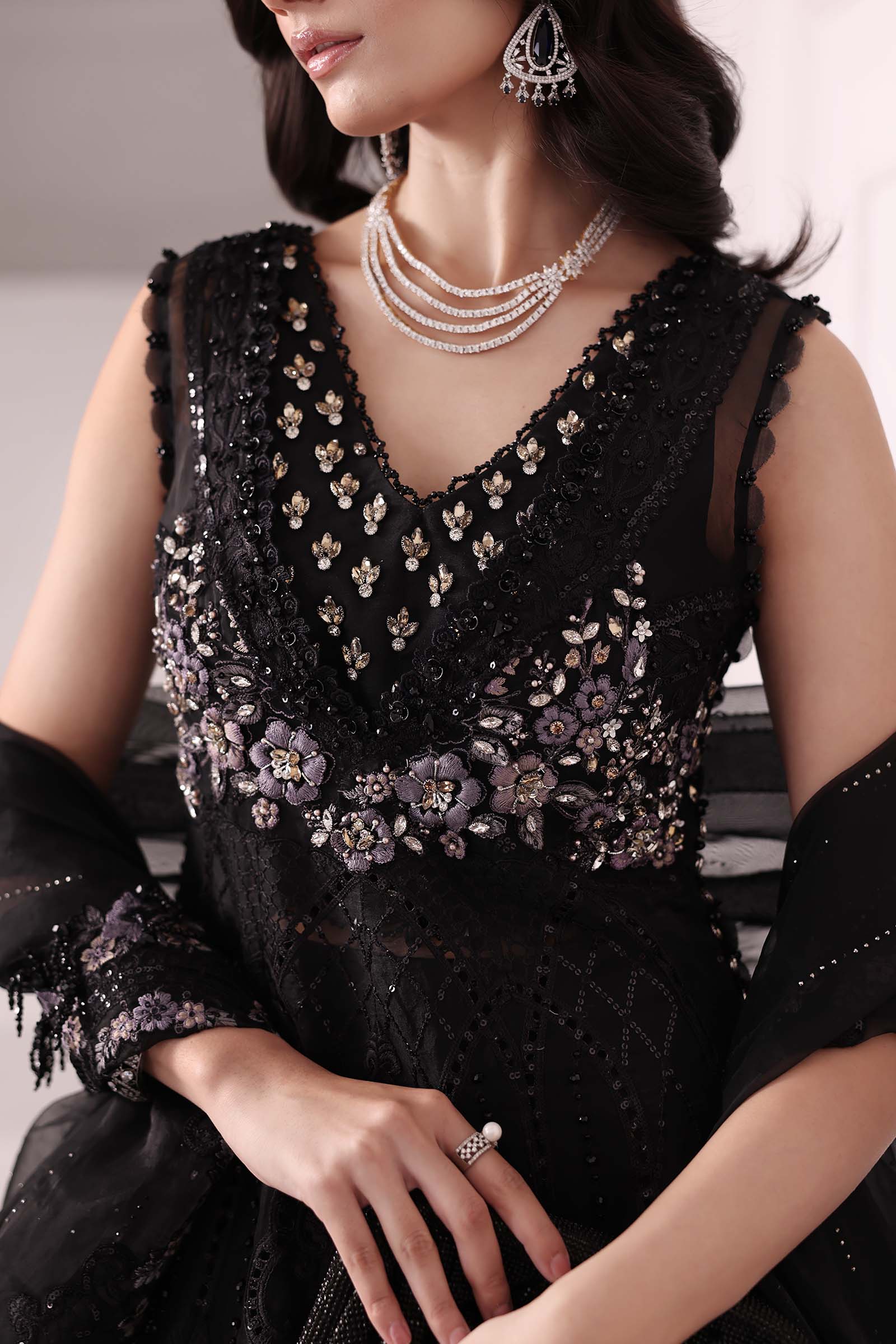 3 Piece Unstitched Embroidered Organza Suit | BD-3004