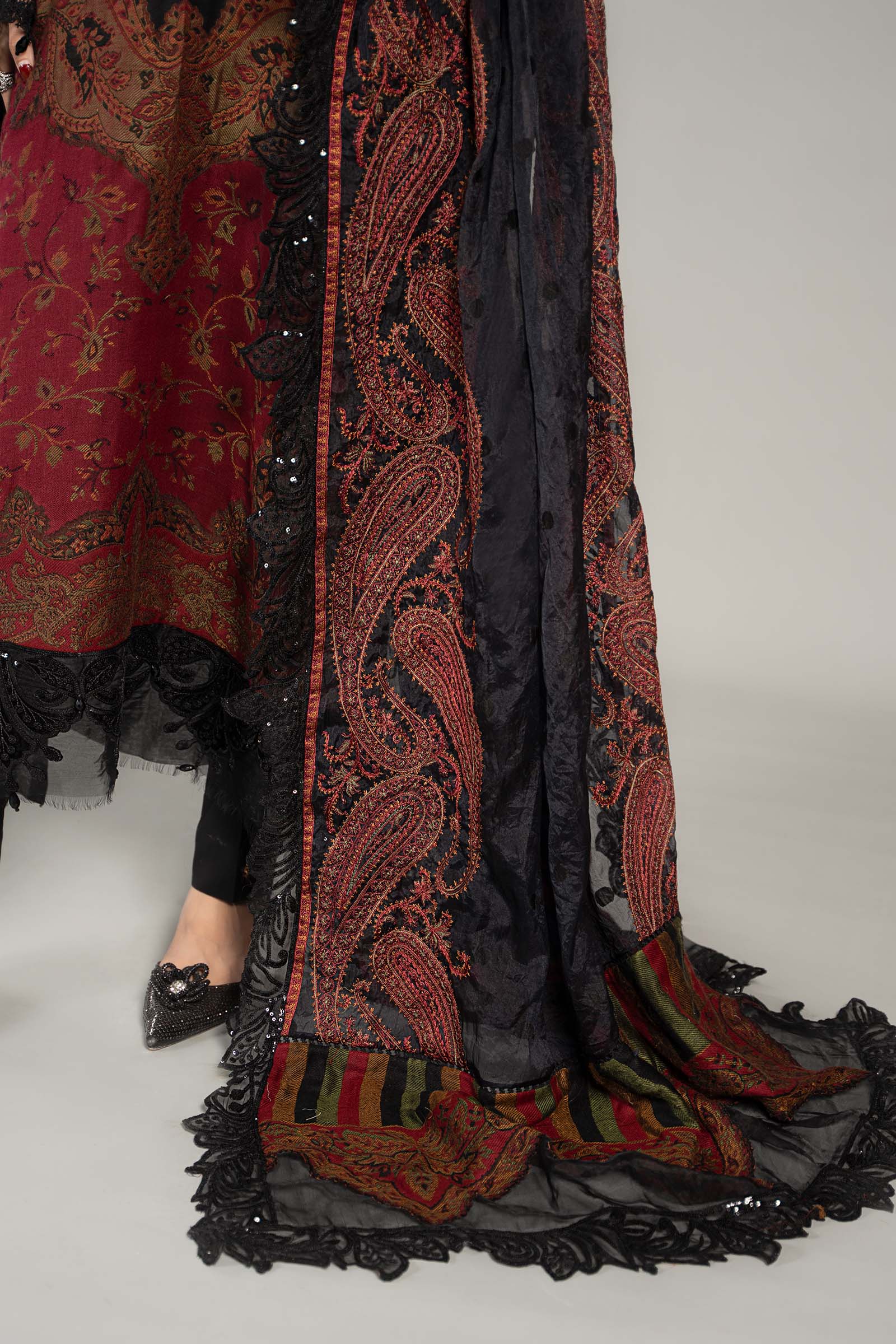 3 Piece Embroidered Woven Suit | DLS-1204