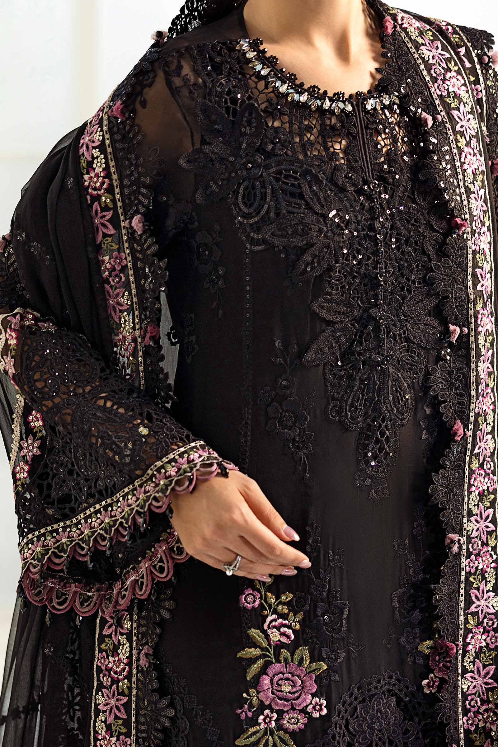 3 Piece Unstitched Embroidered Chiffon Suit | MPC-25-104