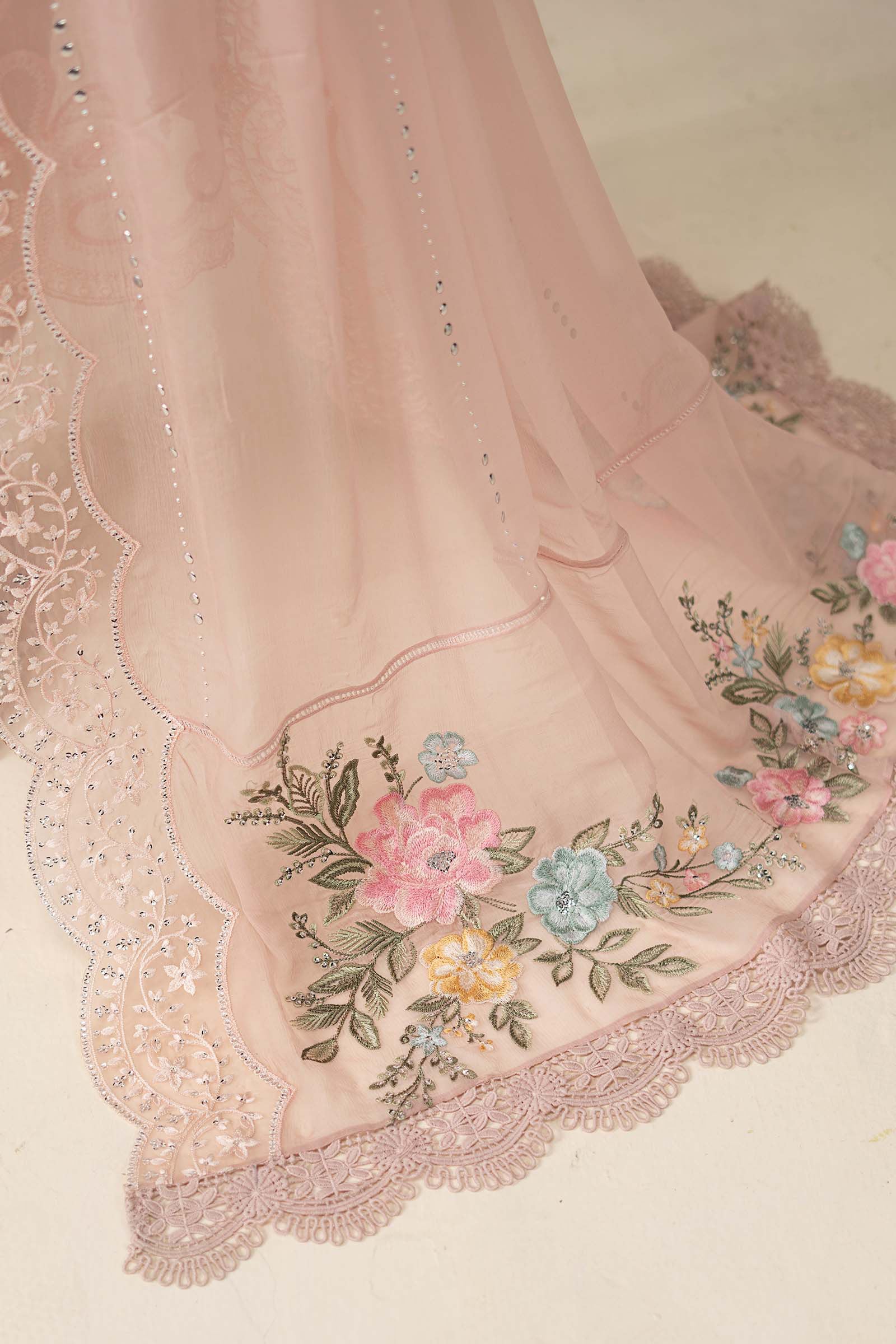 3 Piece Embroidered Chiffon Suit