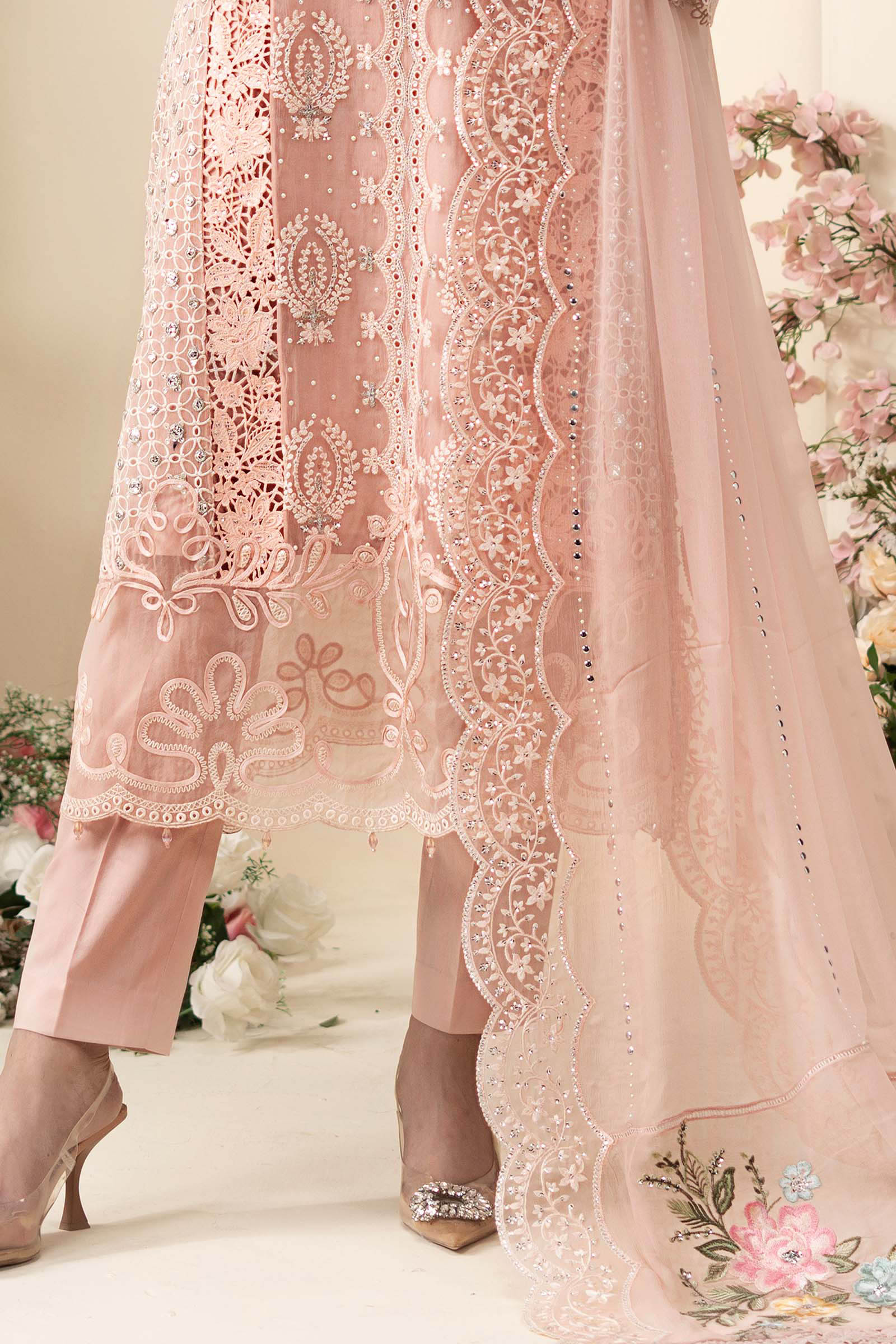 3 Piece Embroidered Chiffon Suit