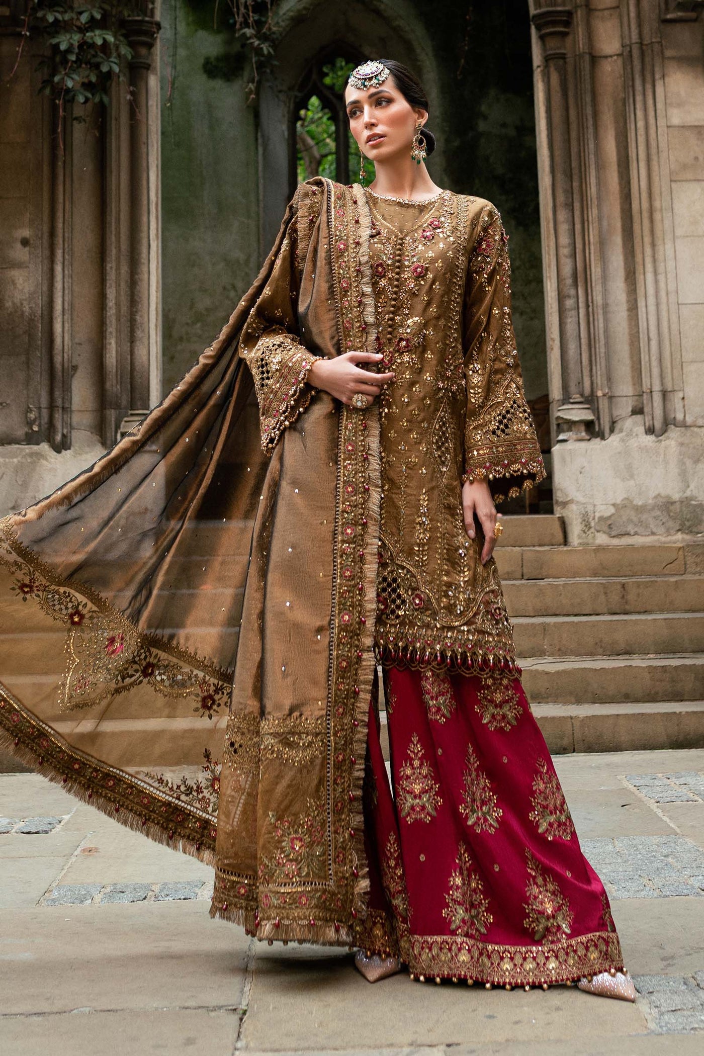 3 Piece Unstitched Embroidered Raw Silk Suit