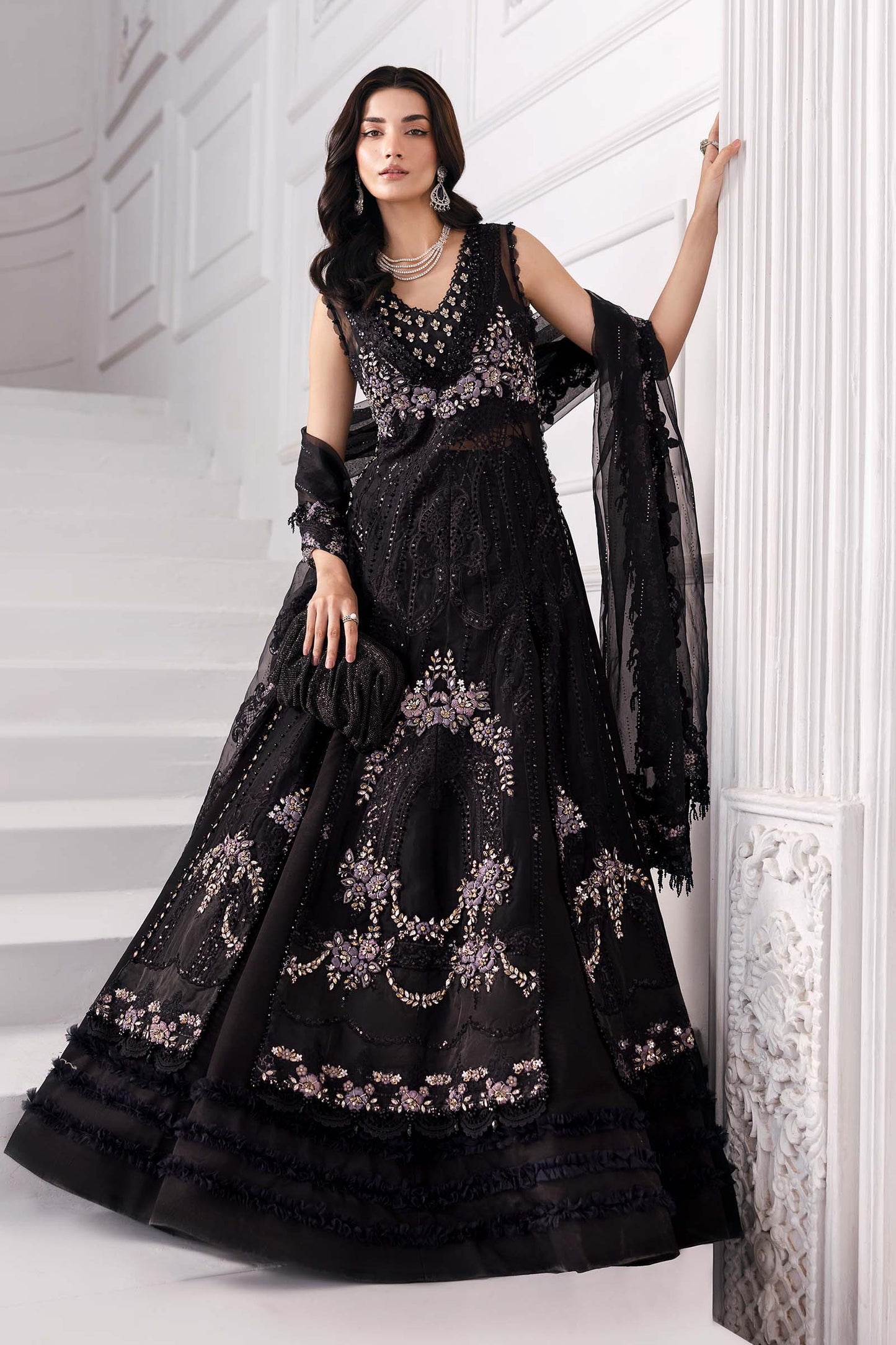 3 Piece Unstitched Embroidered Organza Suit | BD-3004