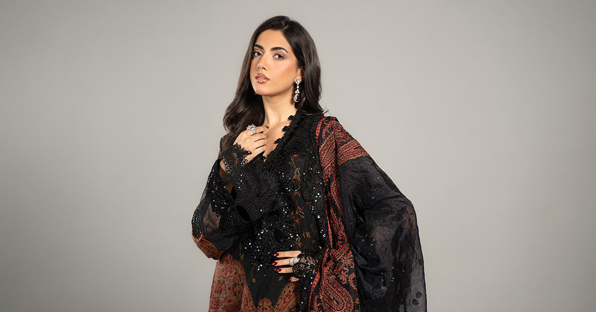 3 Piece Embroidered Woven Suit | DLS-1204