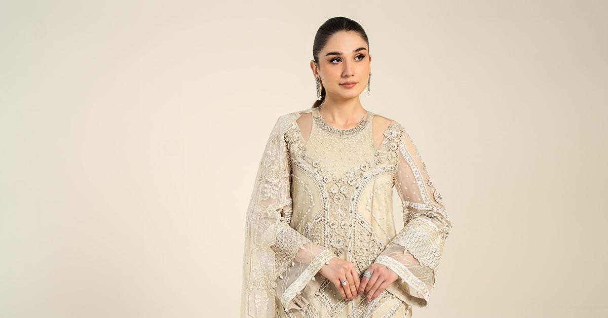 3 Piece Embroidered Chiffon Suit | MCS-24-104