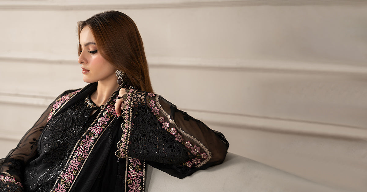 3 Piece Embroidered Chiffon Suit | MCS-25-104