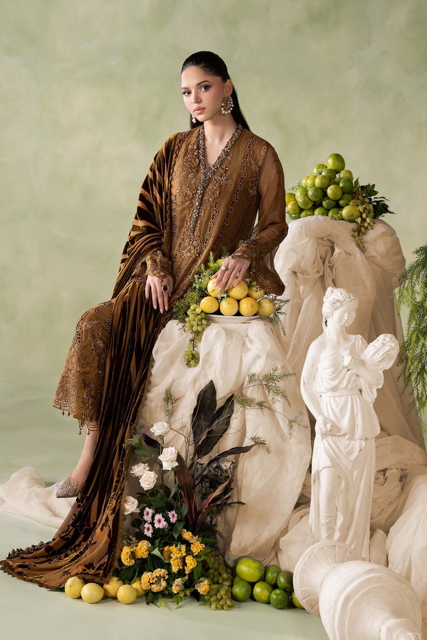 3 Piece Embroidered Chiffon Suit