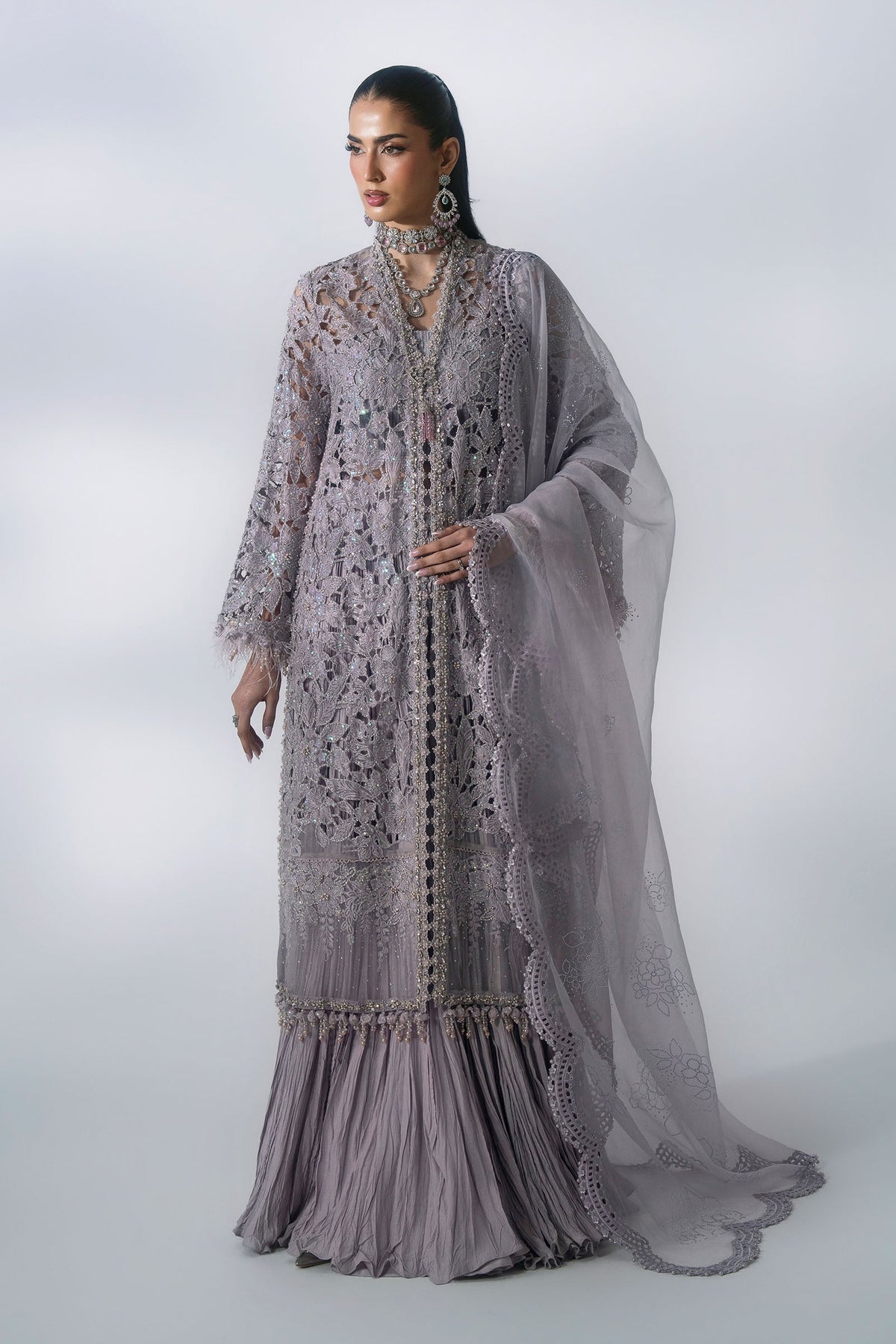3 Piece Unstitched Embroidered Organza Suit