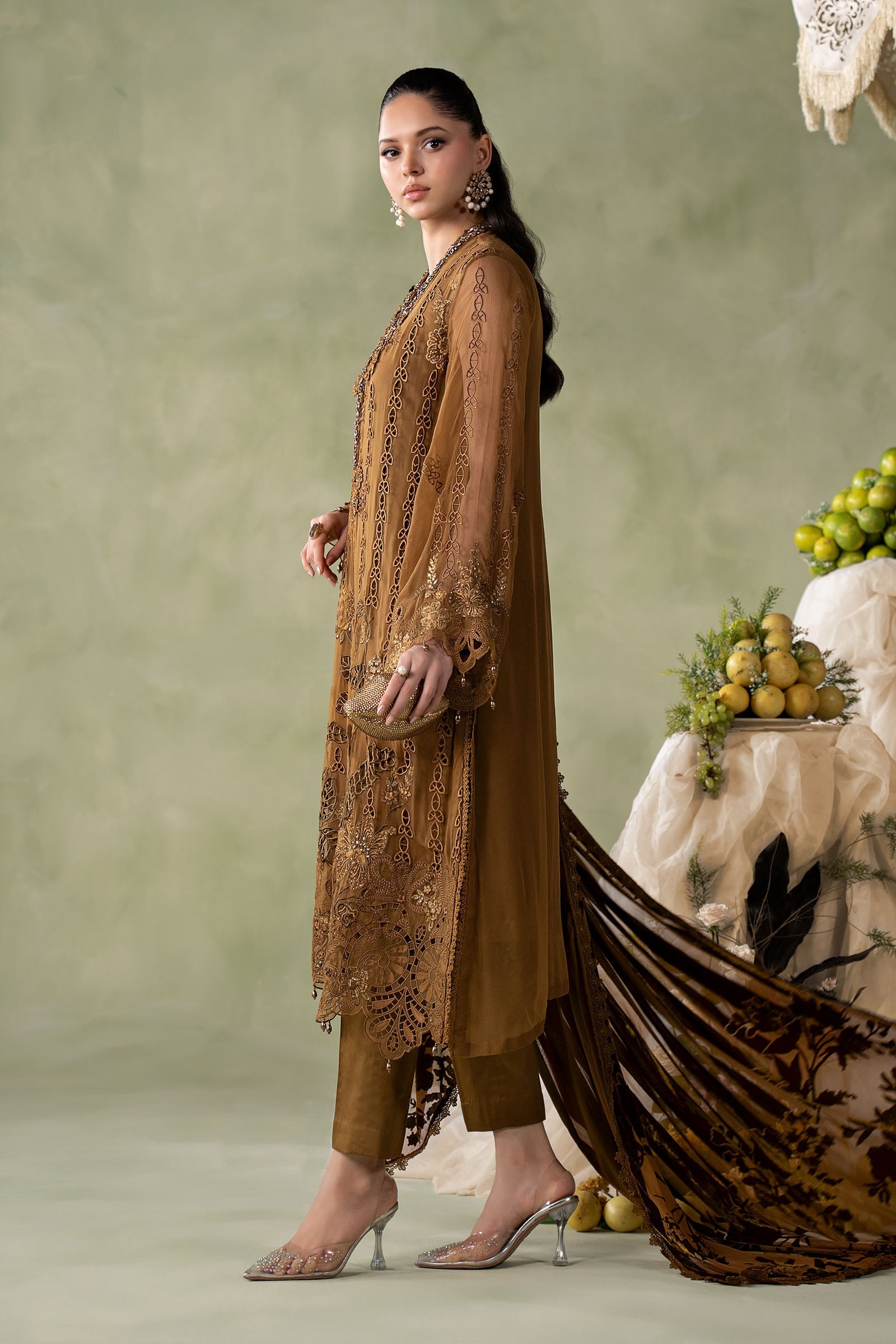 3 Piece Embroidered Chiffon Suit