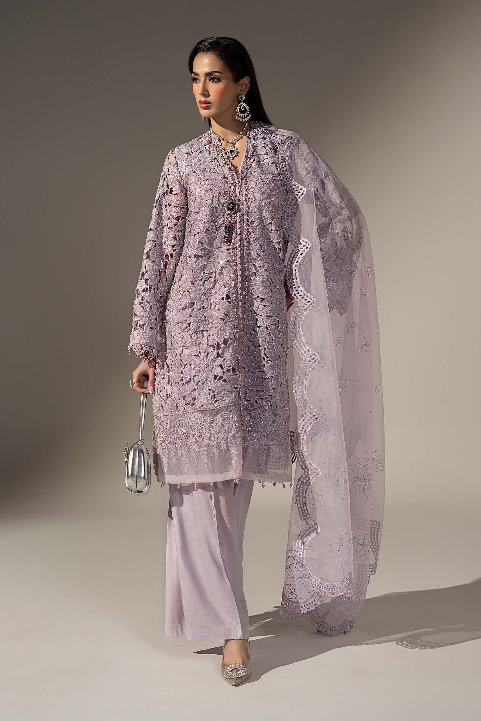 3 Piece Embroidered Organza Suit