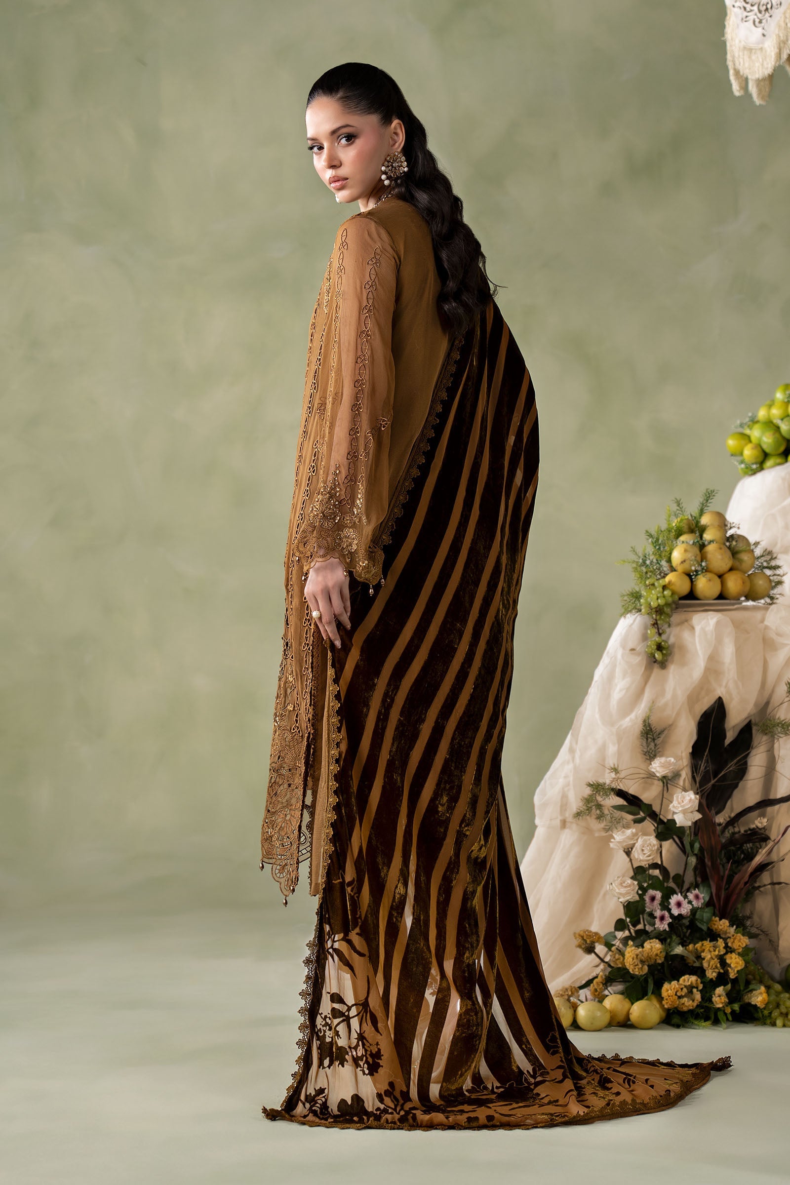 3 Piece Embroidered Chiffon Suit