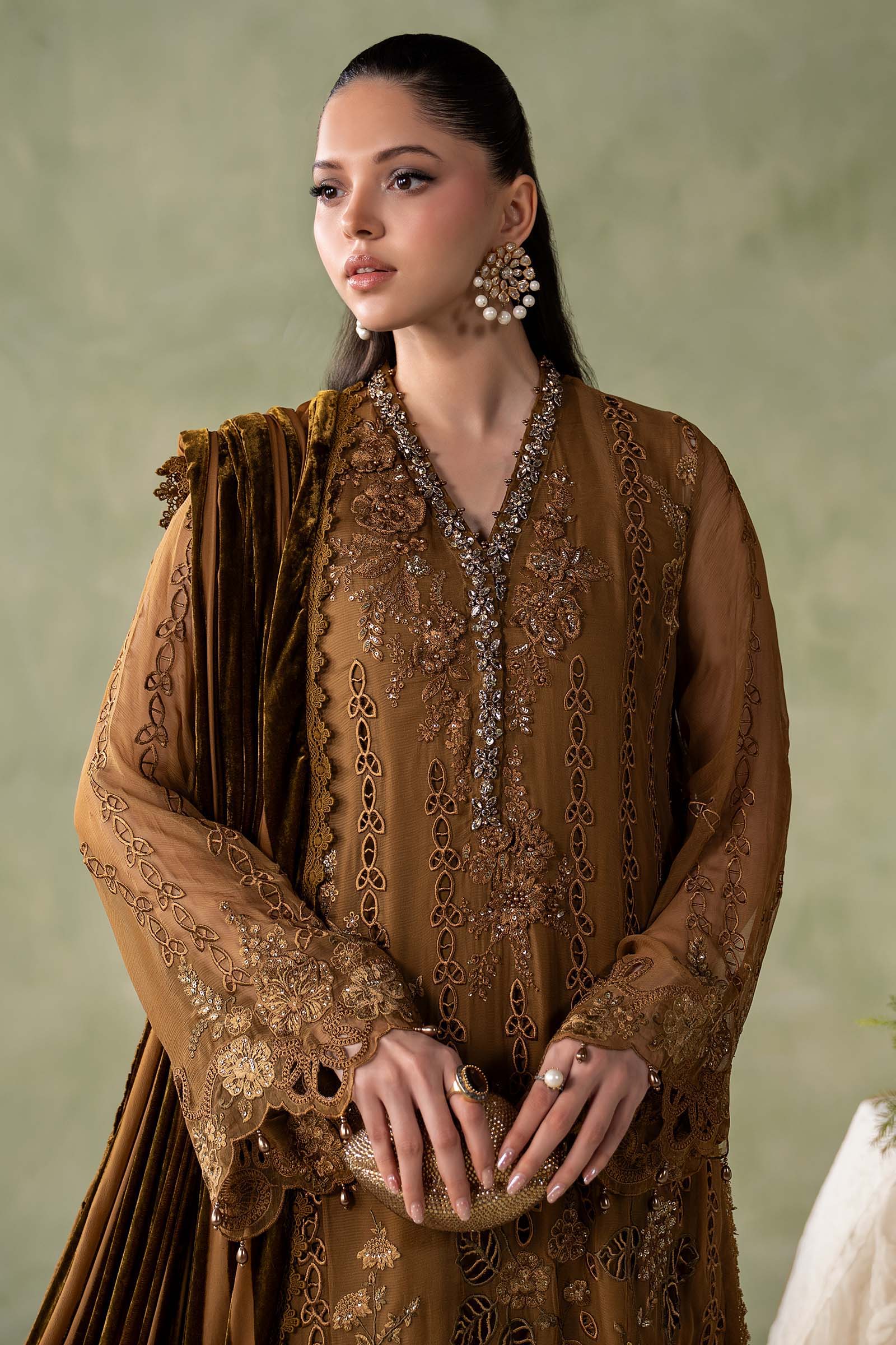 3 Piece Embroidered Chiffon Suit