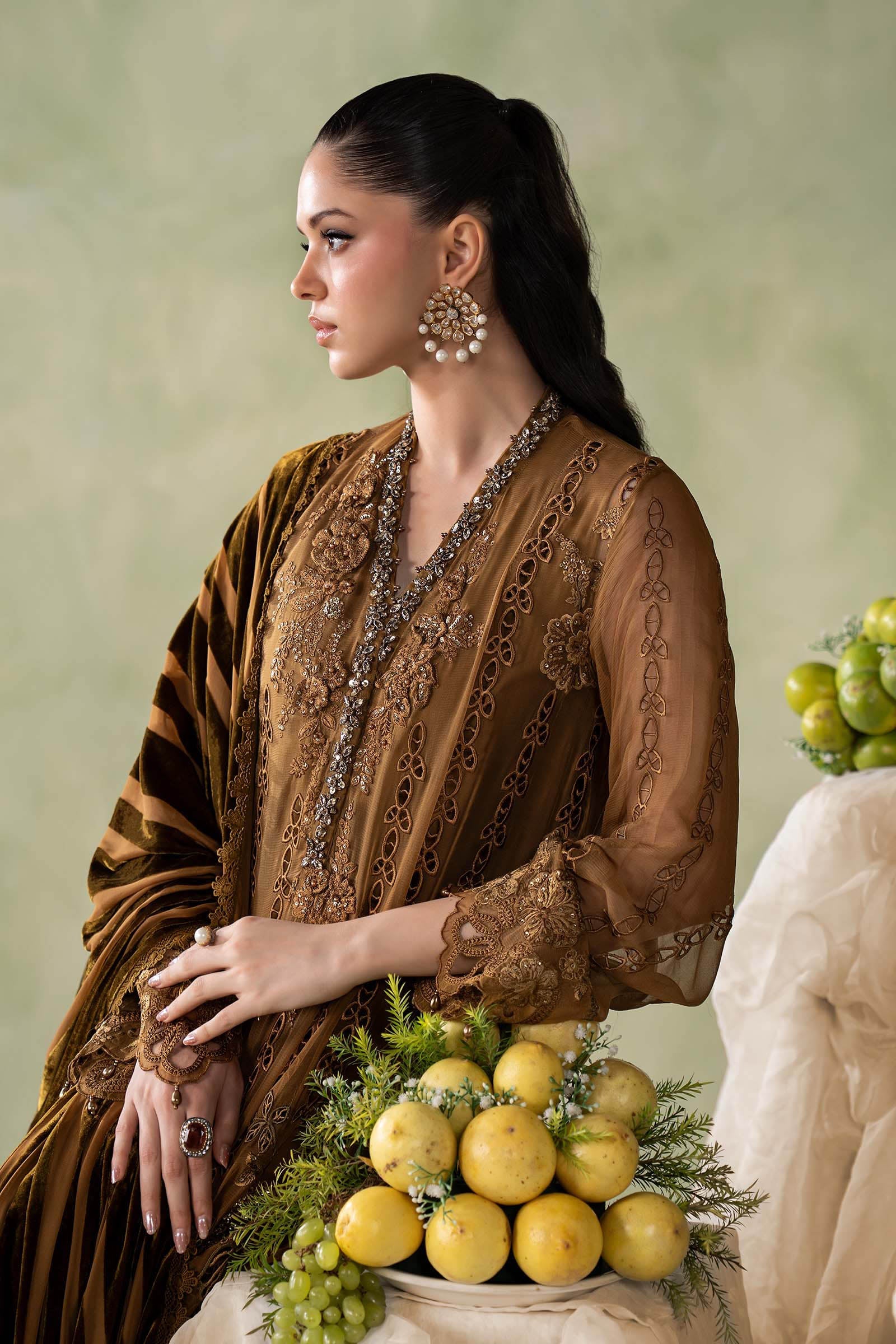 3 Piece Embroidered Chiffon Suit