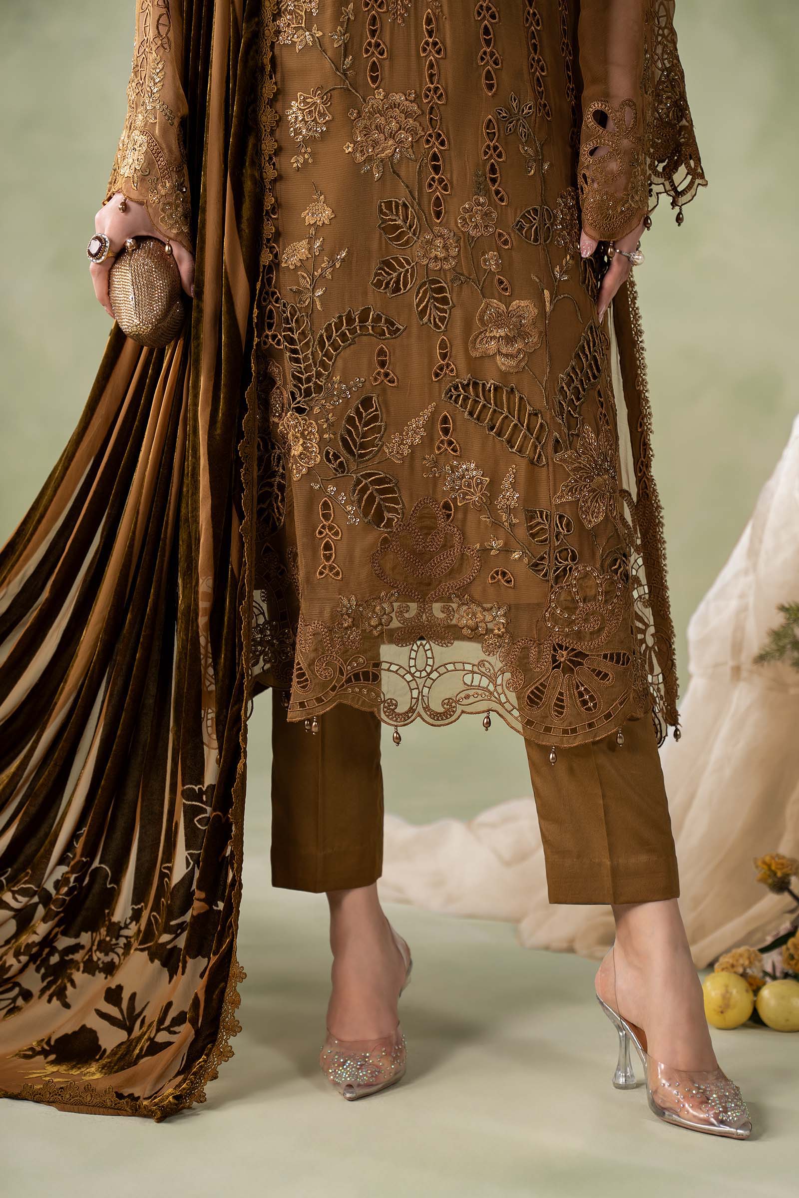 3 Piece Embroidered Chiffon Suit