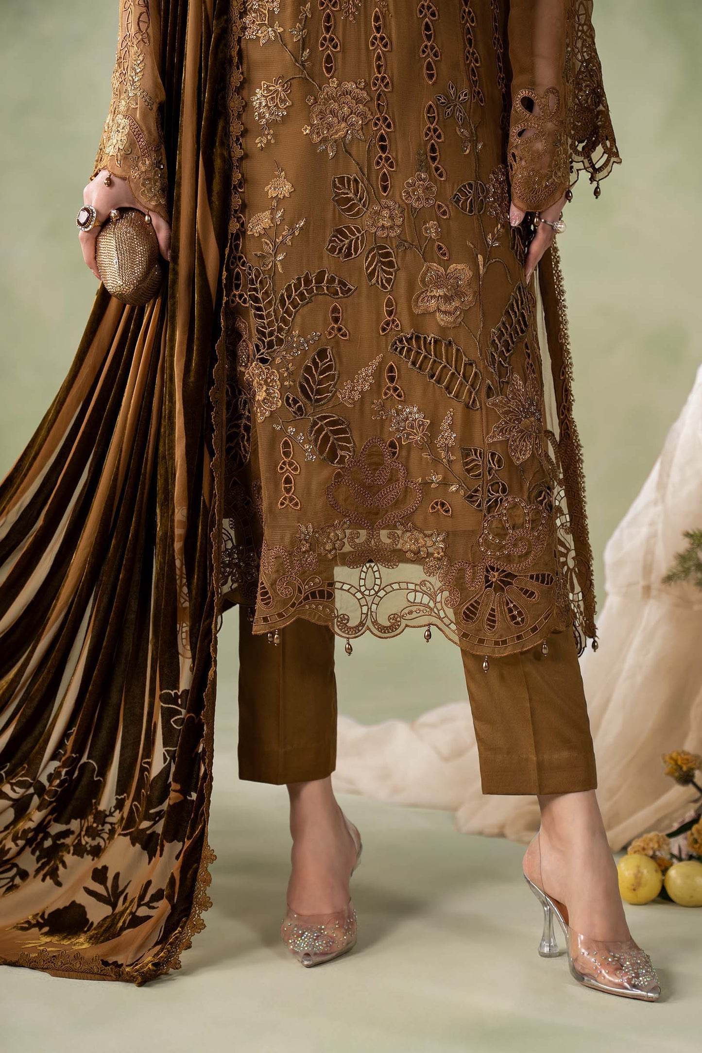 3 Piece Embroidered Chiffon Suit