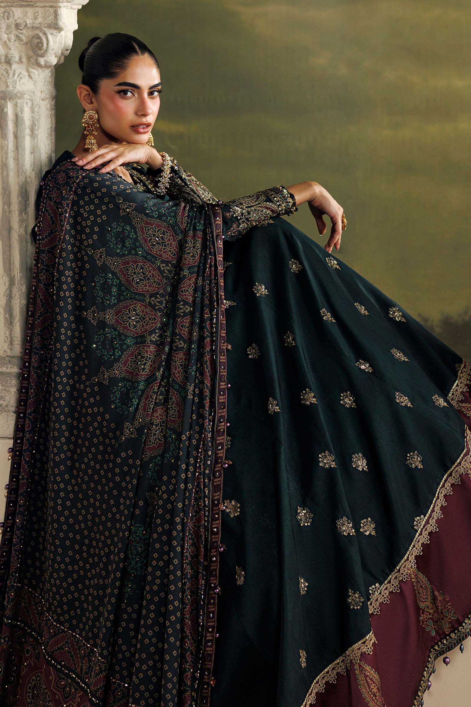 3 Piece Unstitched Embroidered Tusser Silk Suit